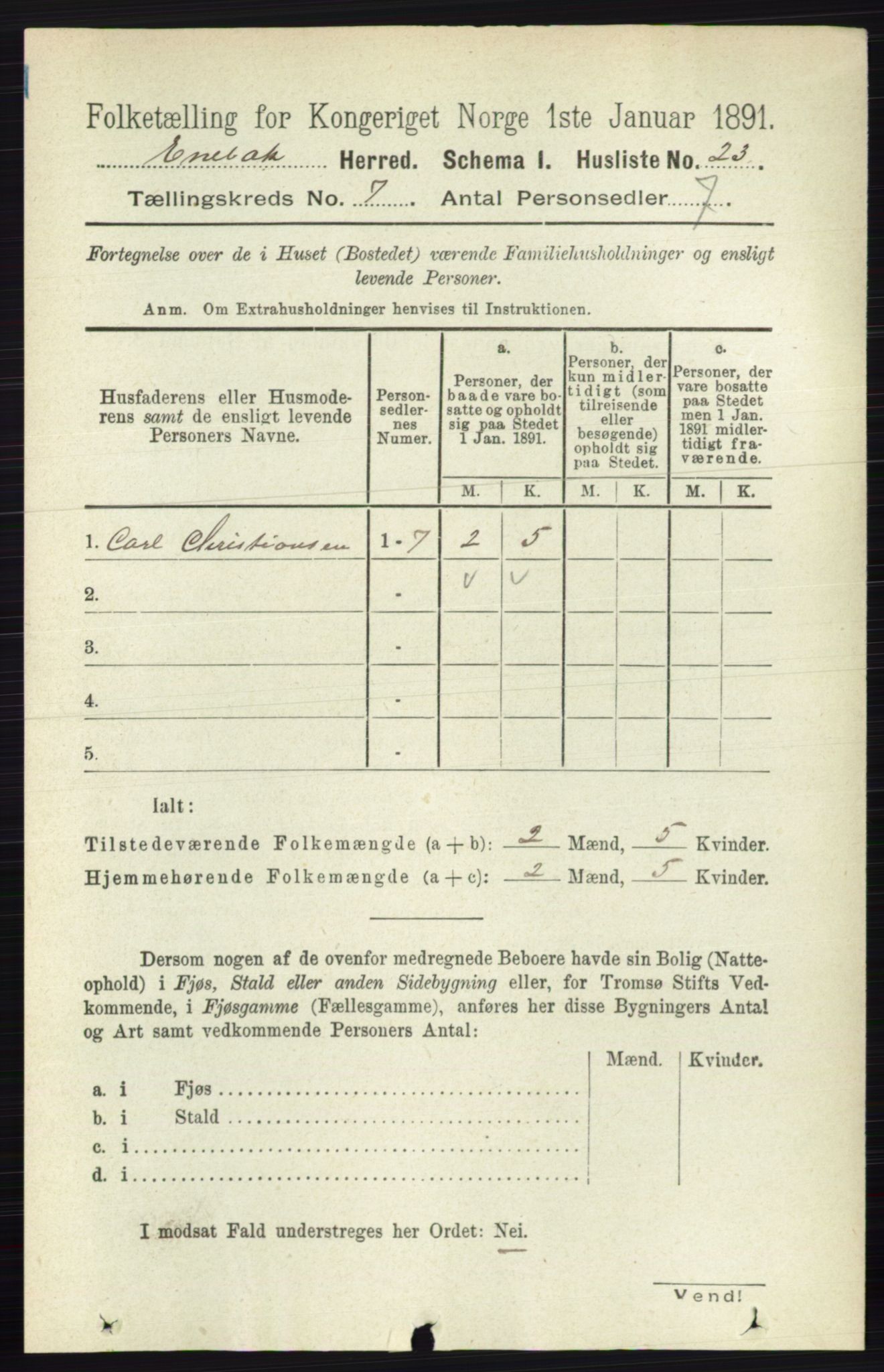 RA, 1891 census for 0229 Enebakk, 1891, p. 3509