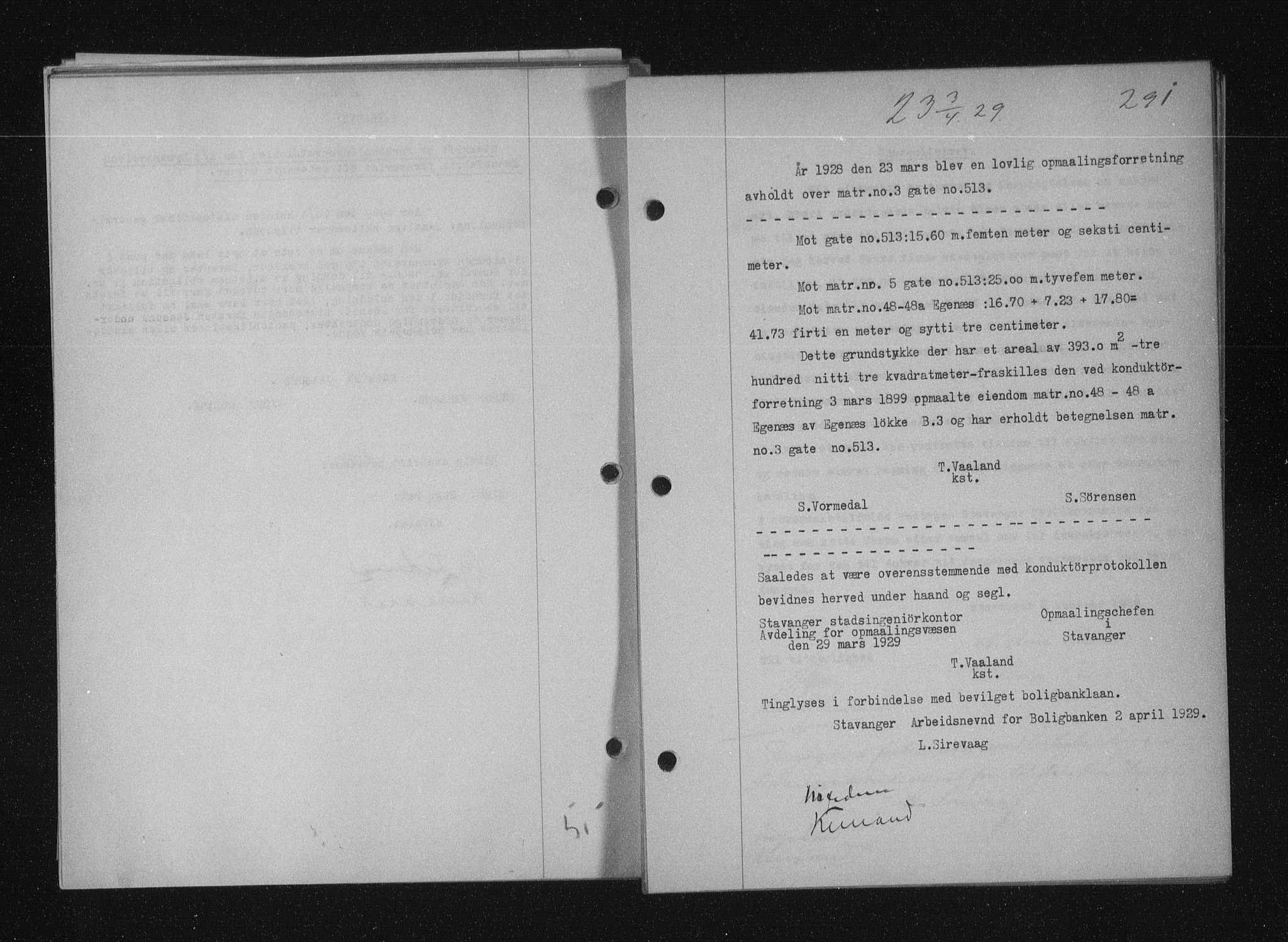 Stavanger byfogd, SAST/A-101408/001/4/41/410/410BB/L0055: Mortgage book no. 43, 1928-1929, Deed date: 03.04.1929