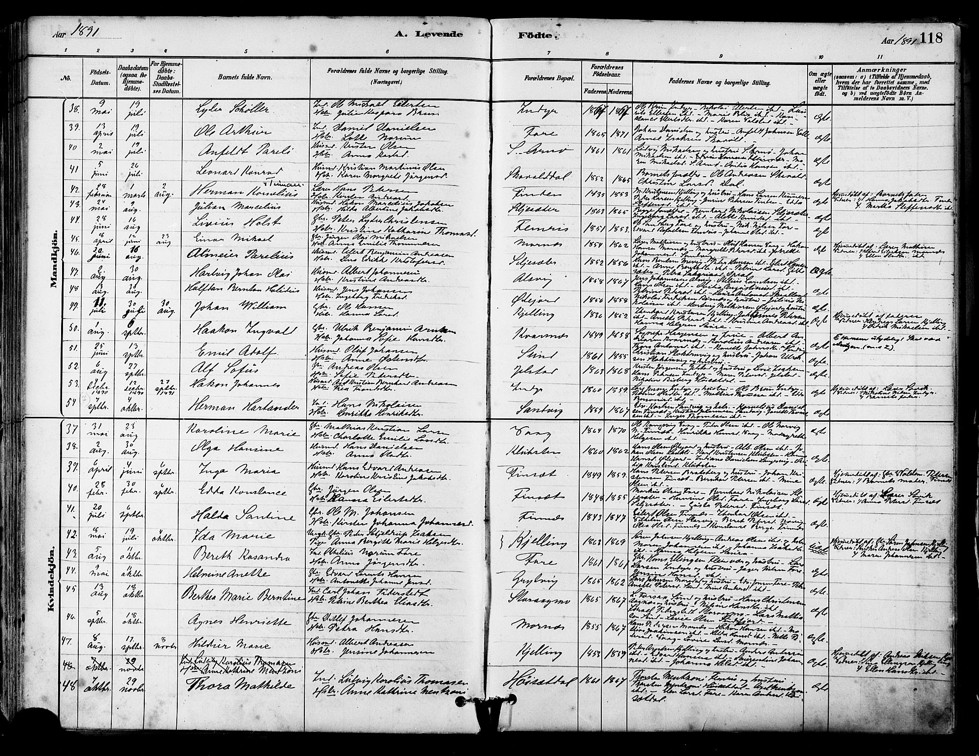 Ministerialprotokoller, klokkerbøker og fødselsregistre - Nordland, SAT/A-1459/805/L0099: Parish register (official) no. 805A06, 1880-1891, p. 118