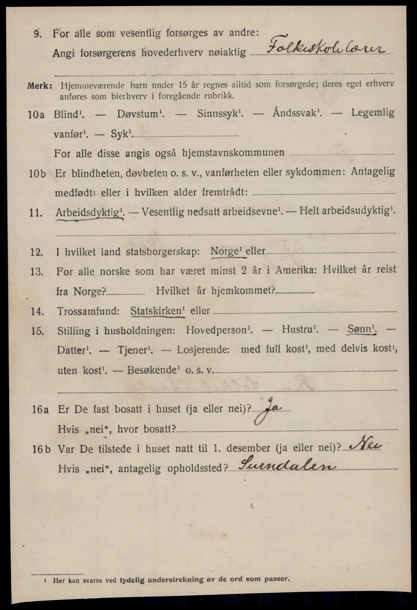 SAT, 1920 census for Tingvoll, 1920, p. 1167