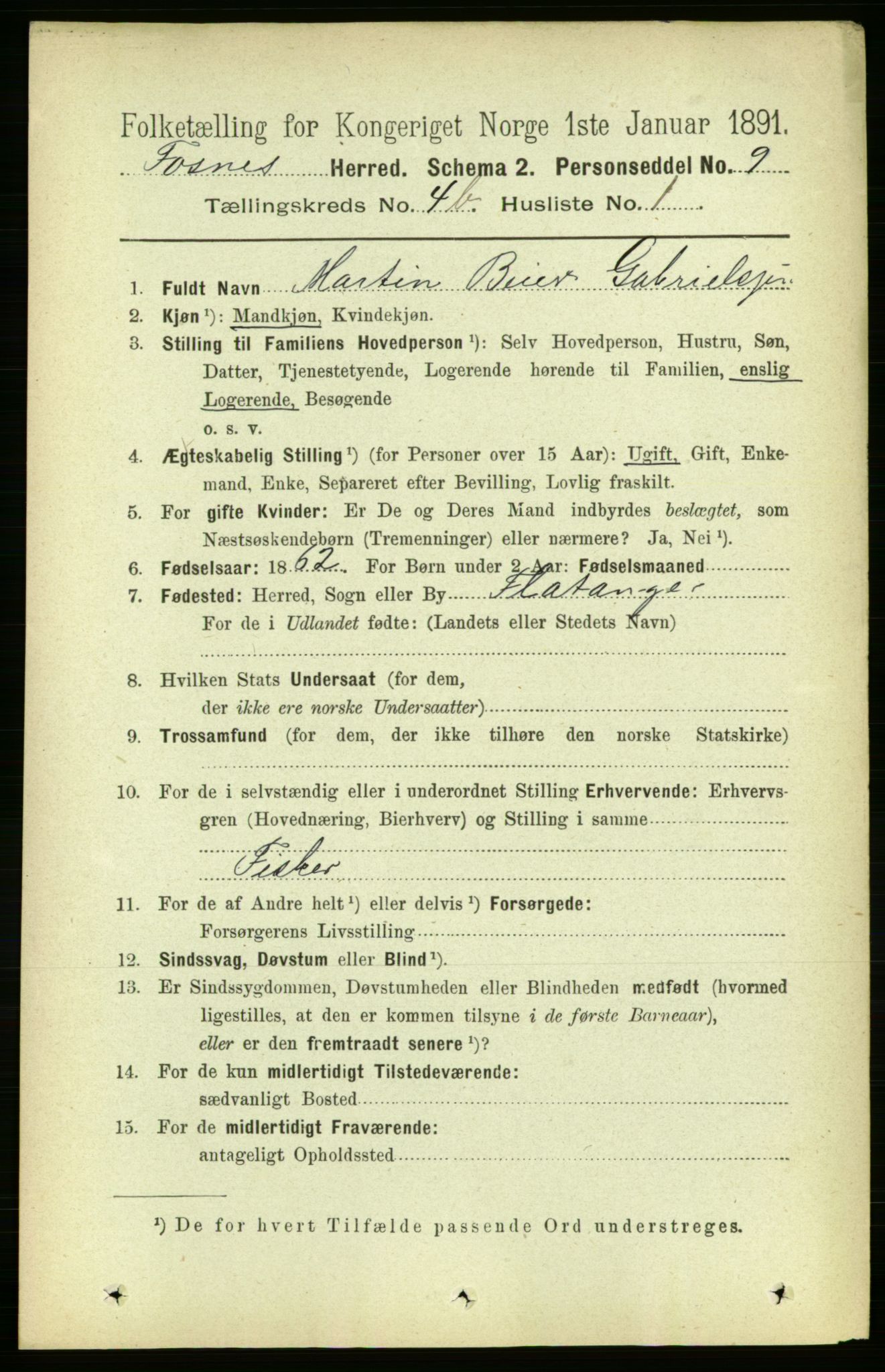 RA, 1891 census for 1748 Fosnes, 1891, p. 1717