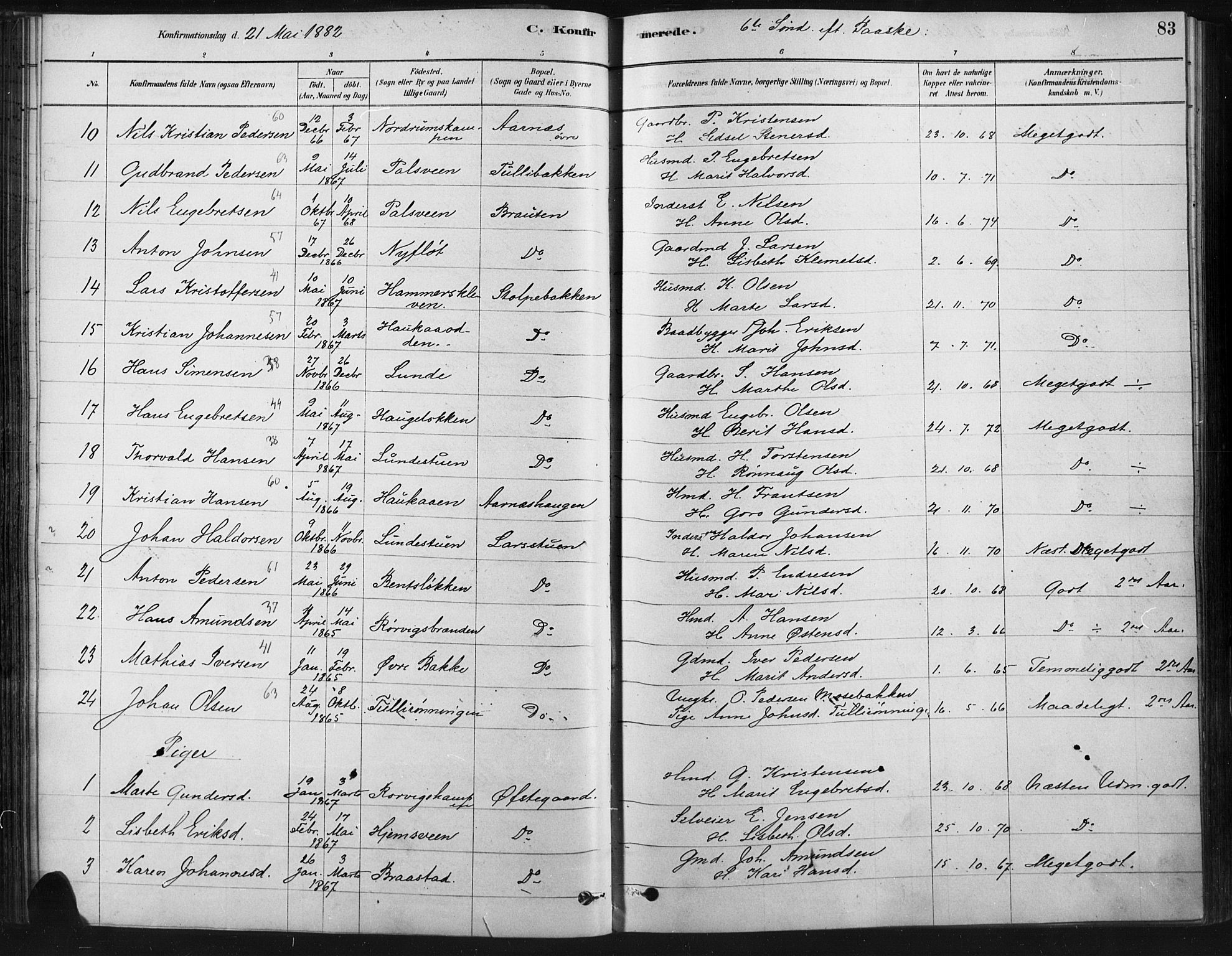 Ringebu prestekontor, SAH/PREST-082/H/Ha/Haa/L0009: Parish register (official) no. 9, 1878-1898, p. 83