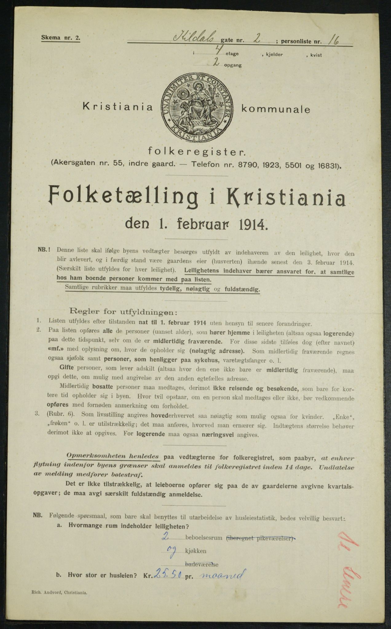 OBA, Municipal Census 1914 for Kristiania, 1914, p. 49487