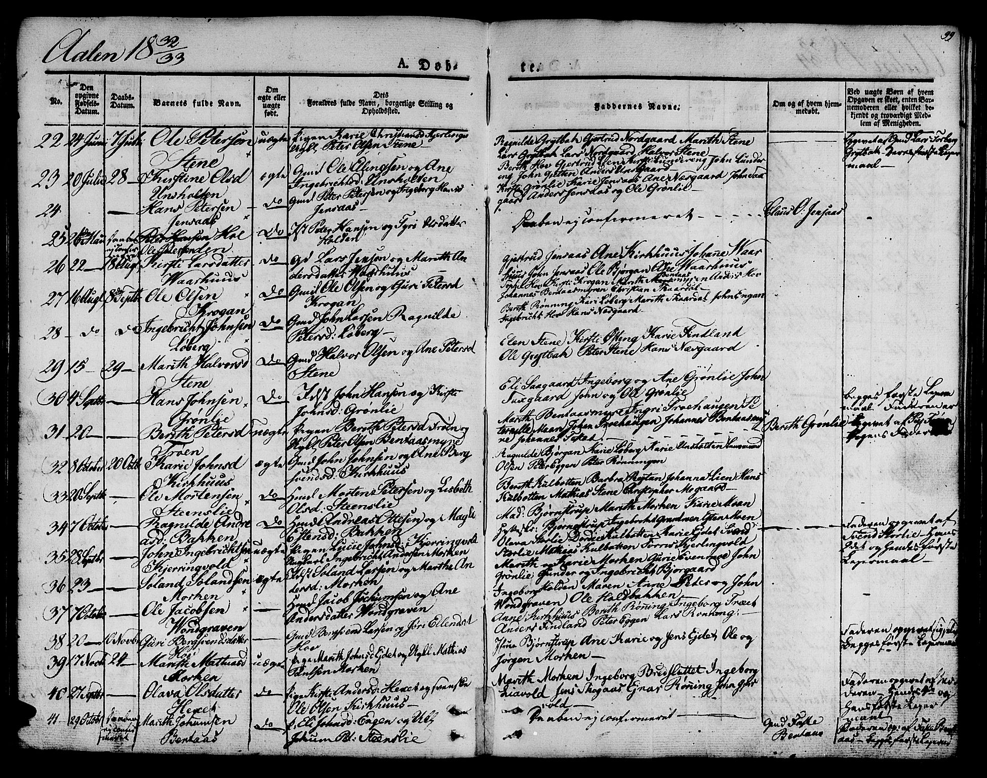 Ministerialprotokoller, klokkerbøker og fødselsregistre - Sør-Trøndelag, SAT/A-1456/685/L0959: Parish register (official) no. 685A04 /3, 1829-1845, p. 99