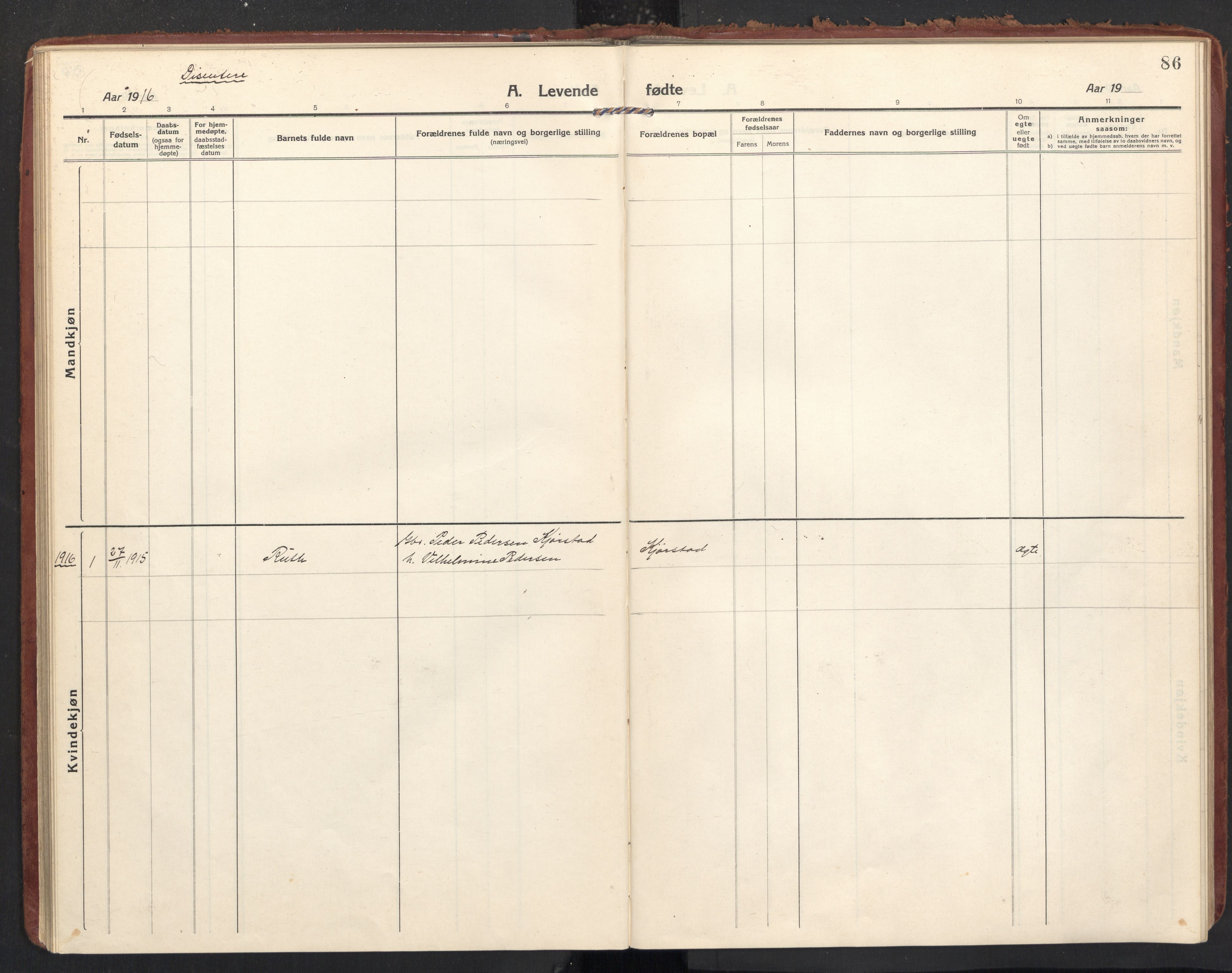 Ministerialprotokoller, klokkerbøker og fødselsregistre - Nordland, SAT/A-1459/890/L1288: Parish register (official) no. 890A03, 1915-1925, p. 86
