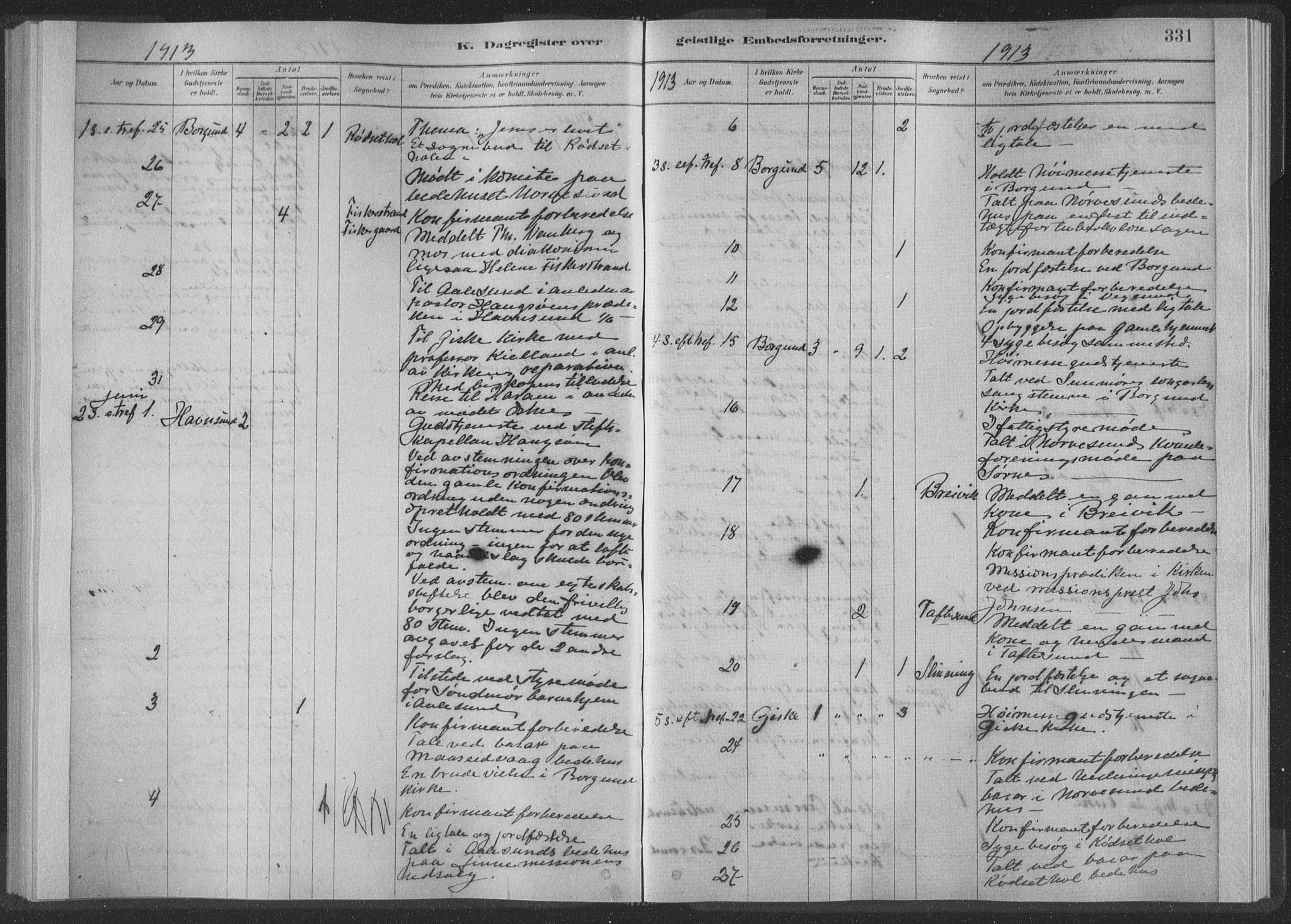 Ministerialprotokoller, klokkerbøker og fødselsregistre - Møre og Romsdal, AV/SAT-A-1454/528/L0404: Parish register (official) no. 528A13II, 1880-1922, p. 331