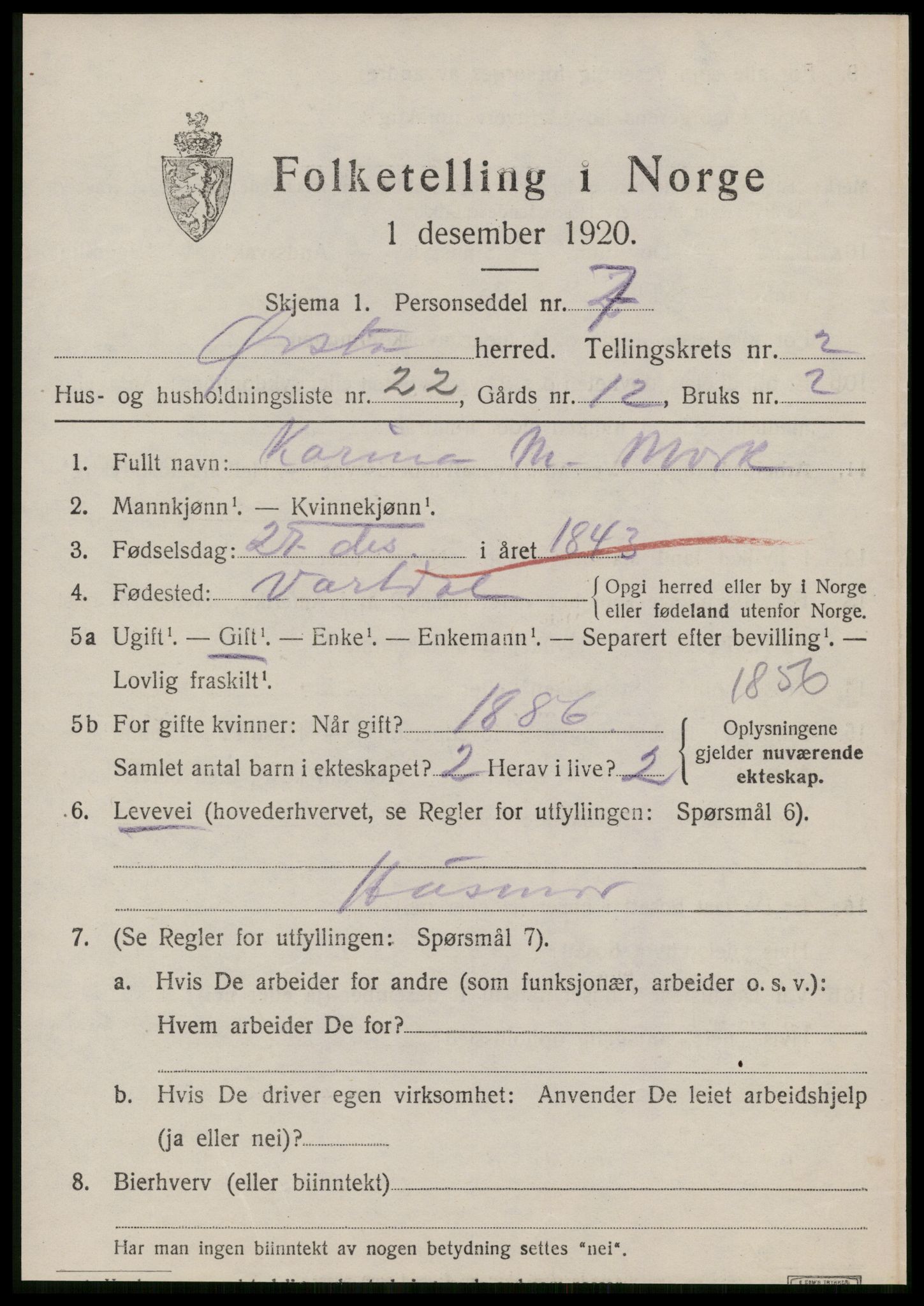 SAT, 1920 census for Ørsta, 1920, p. 2060