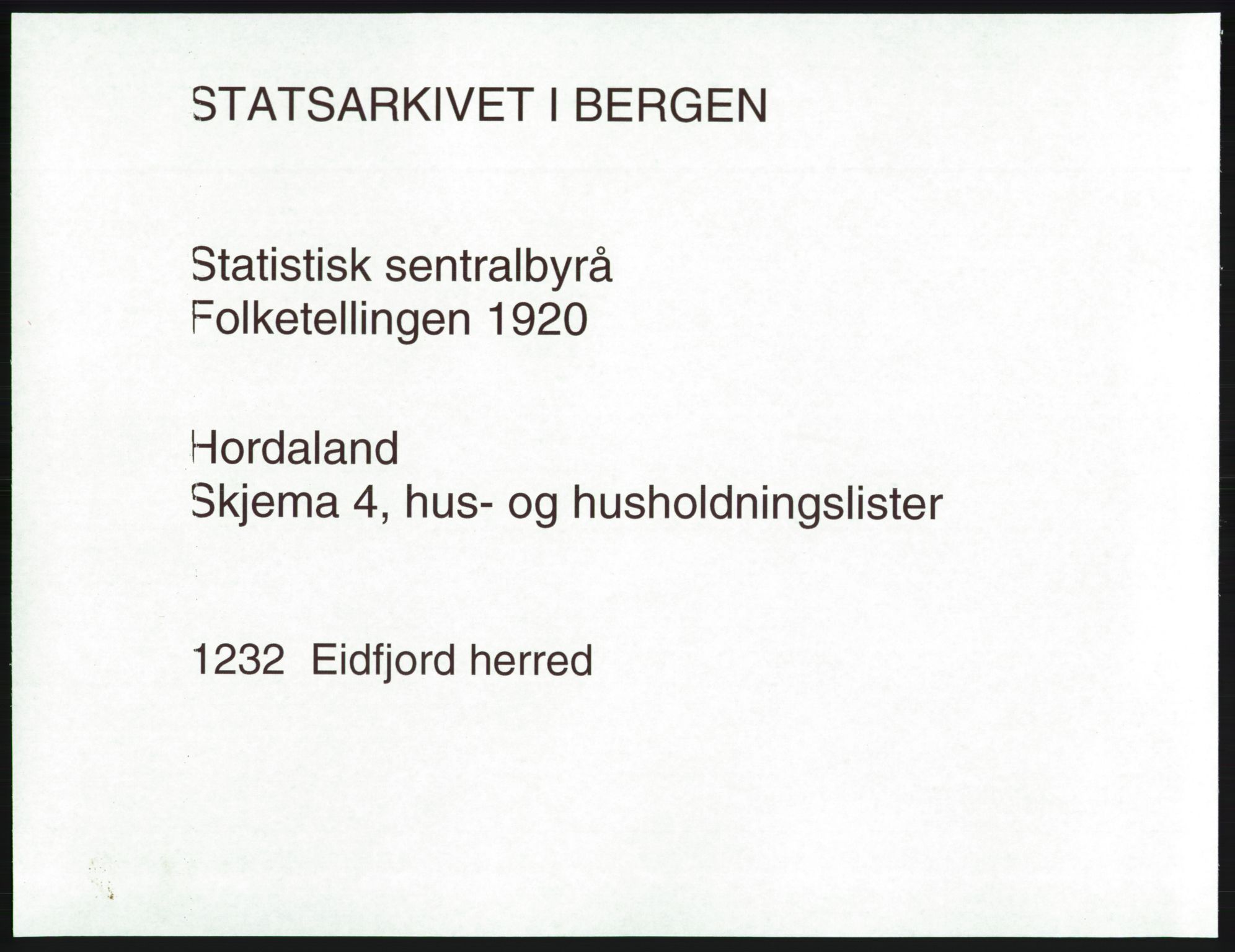 SAB, 1920 census for Eidfjord, 1920, p. 26