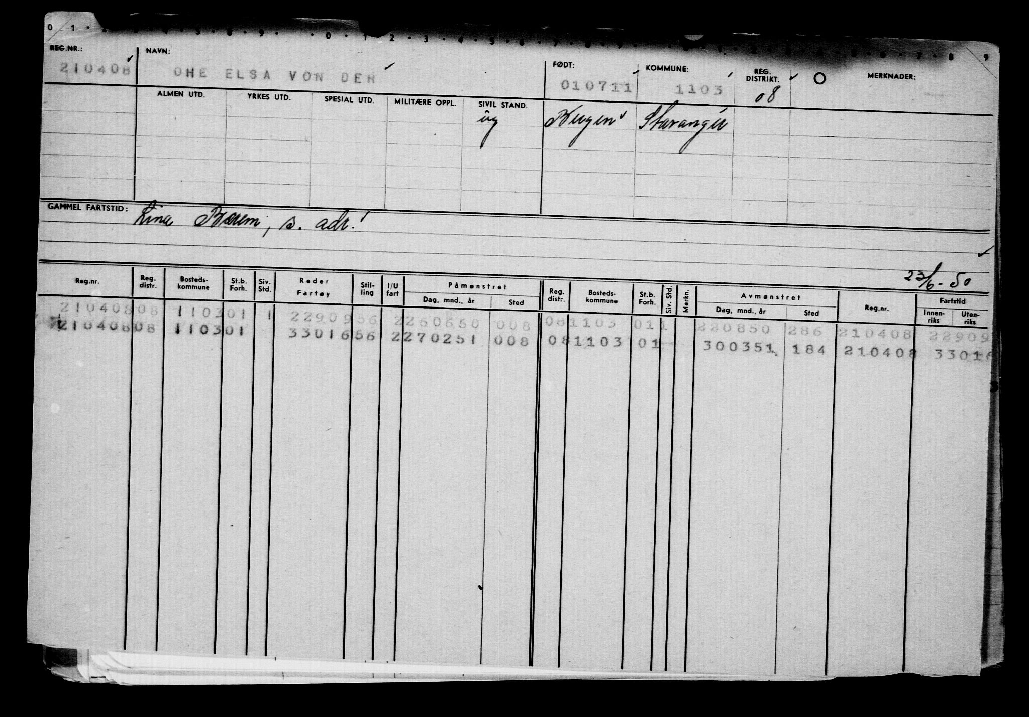 Direktoratet for sjømenn, AV/RA-S-3545/G/Gb/L0098: Hovedkort, 1911, p. 17