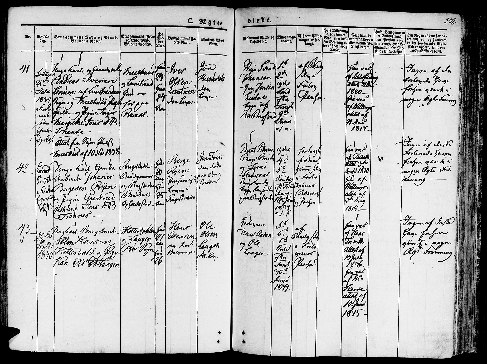 Ministerialprotokoller, klokkerbøker og fødselsregistre - Sør-Trøndelag, SAT/A-1456/681/L0930: Parish register (official) no. 681A08, 1829-1844, p. 532