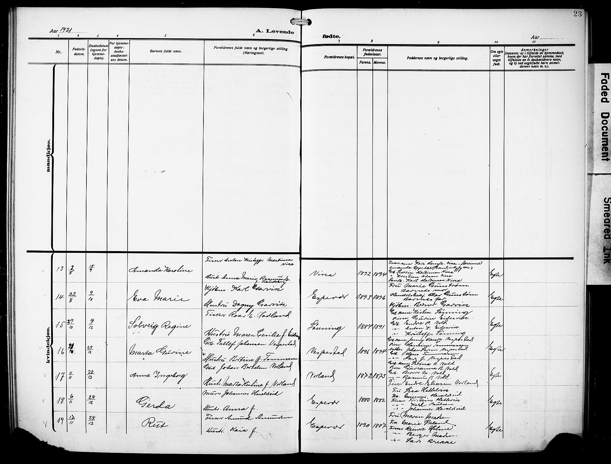 Finnås sokneprestembete, SAB/A-99925/H/Ha/Hab/Habc/L0004: Parish register (copy) no. C 4, 1917-1931, p. 23