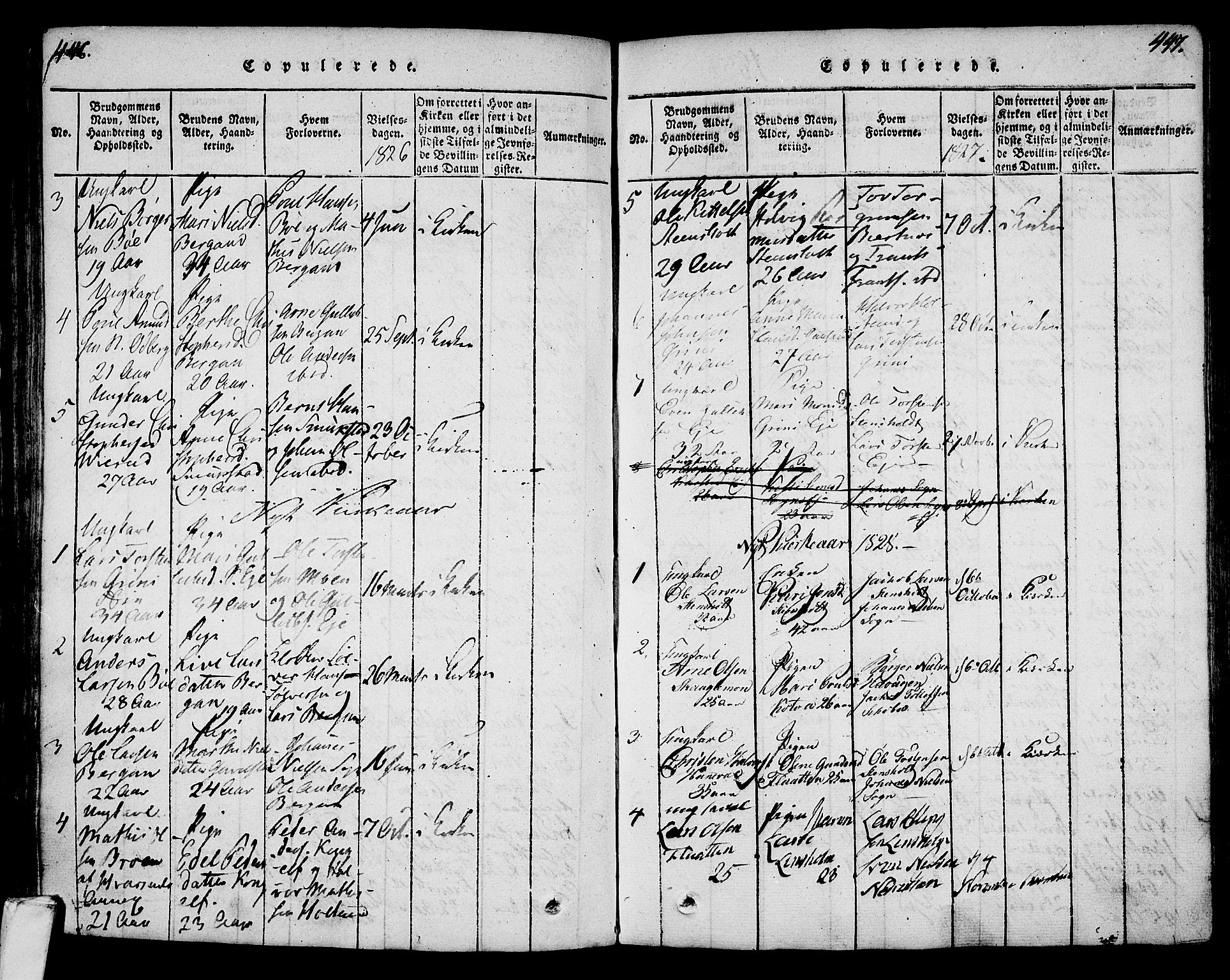 Lardal kirkebøker, AV/SAKO-A-350/F/Fa/L0005: Parish register (official) no. I 5, 1814-1835, p. 446-447