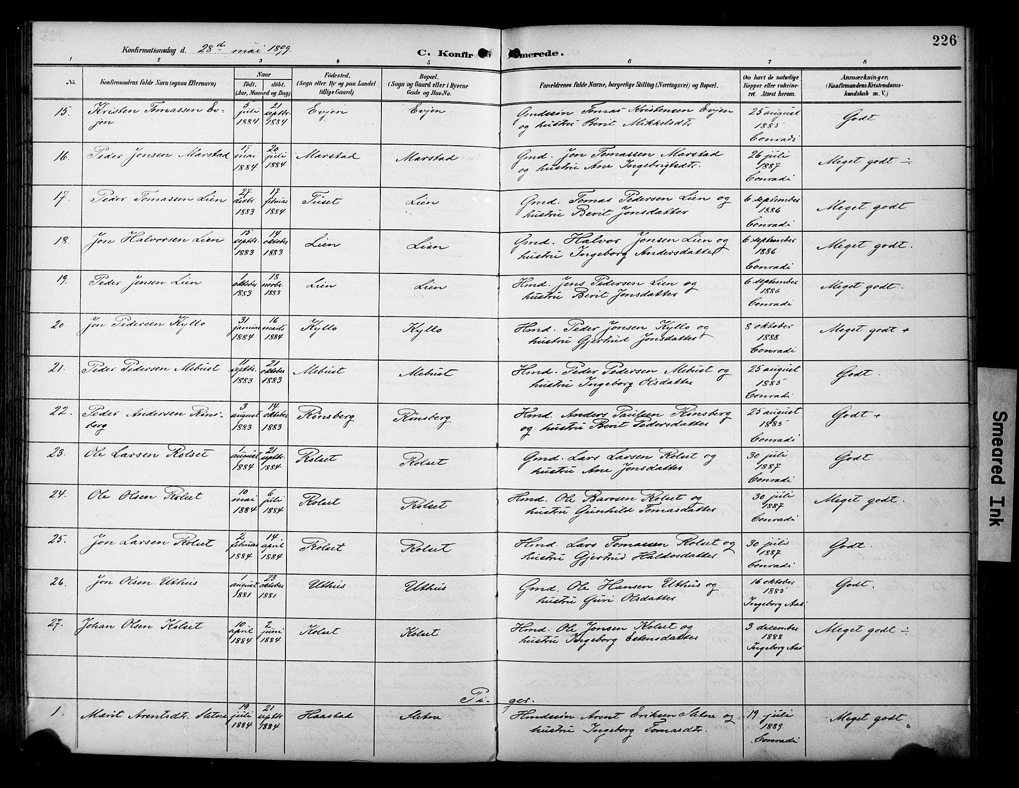 Ministerialprotokoller, klokkerbøker og fødselsregistre - Sør-Trøndelag, SAT/A-1456/695/L1149: Parish register (official) no. 695A09, 1891-1902, p. 226