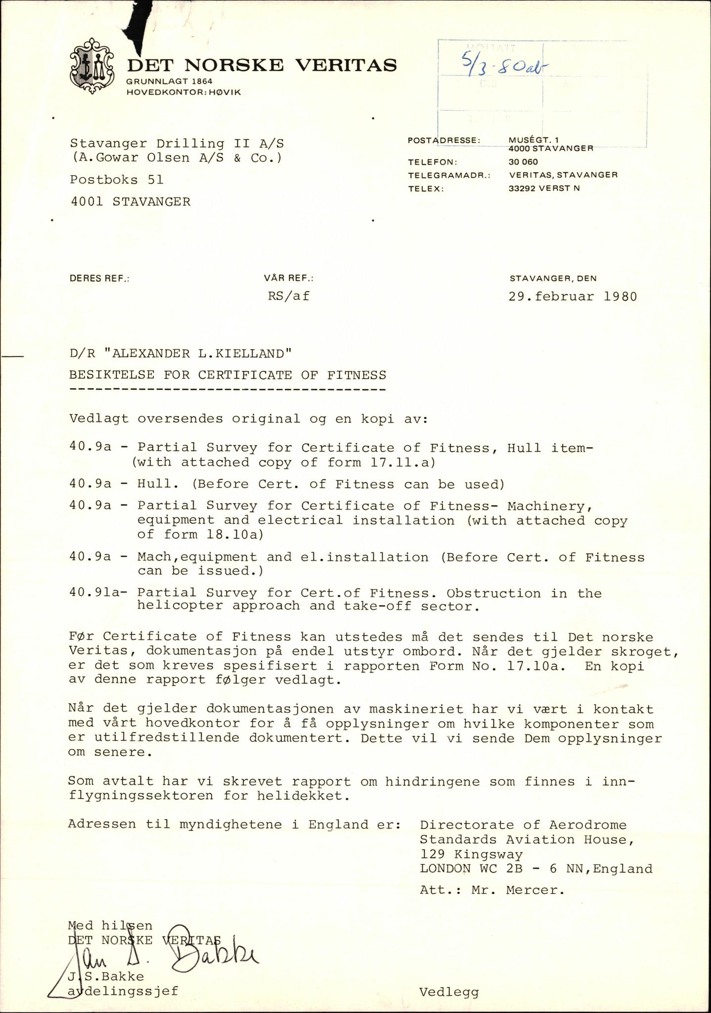 Pa 1503 - Stavanger Drilling AS, AV/SAST-A-101906/2/E/Eb/Eba/L0006: Sak og korrespondanse, 1976-1980