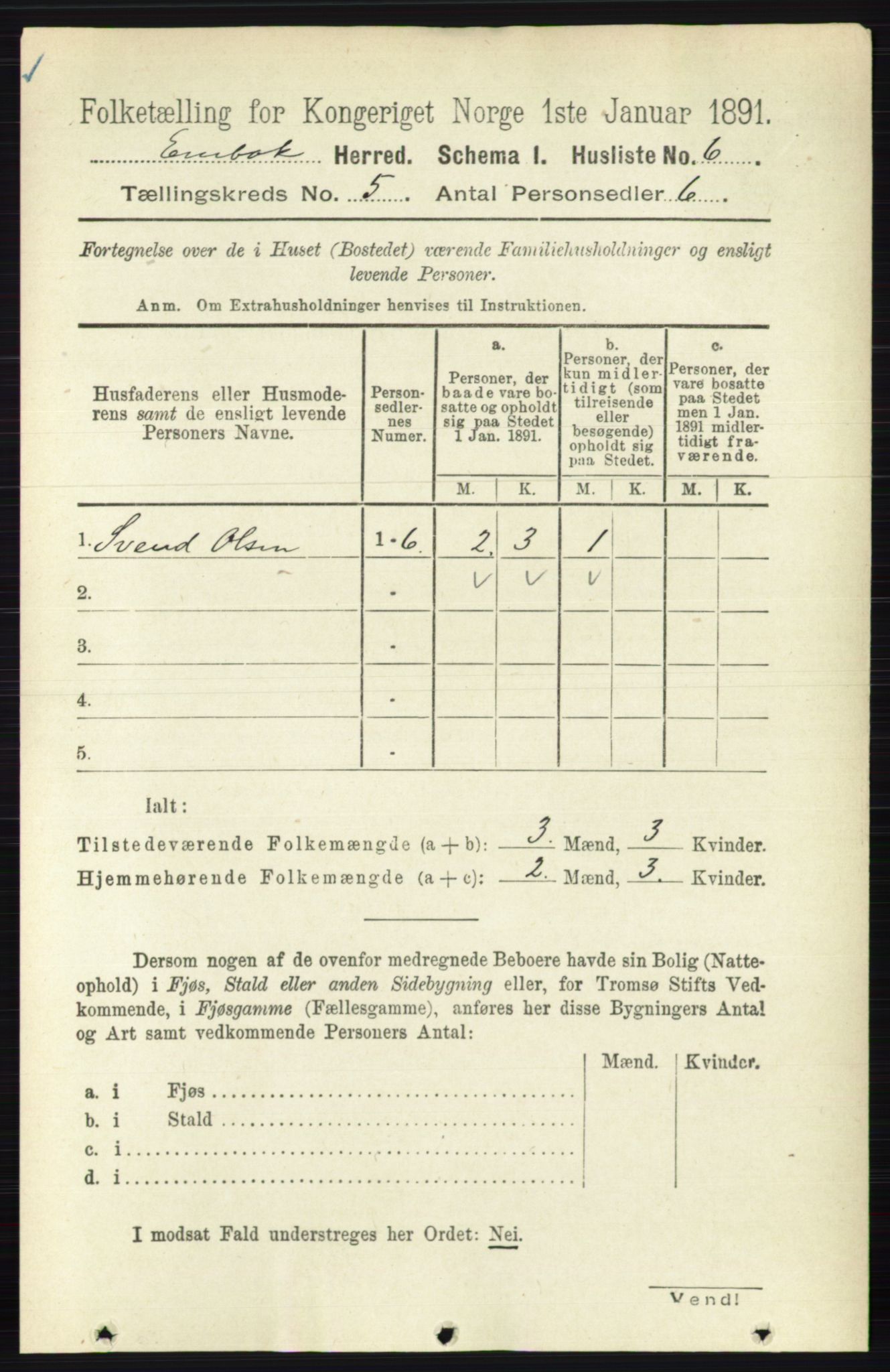 RA, 1891 census for 0229 Enebakk, 1891, p. 1848