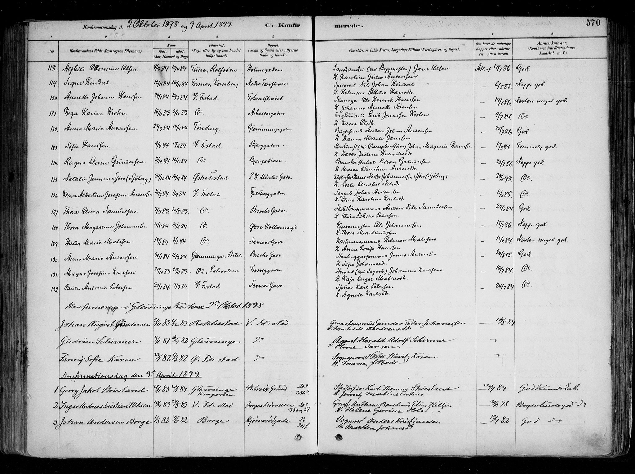 Fredrikstad domkirkes prestekontor Kirkebøker, AV/SAO-A-10906/F/Fa/L0004: Parish register (official) no. 4, 1878-1907, p. 570