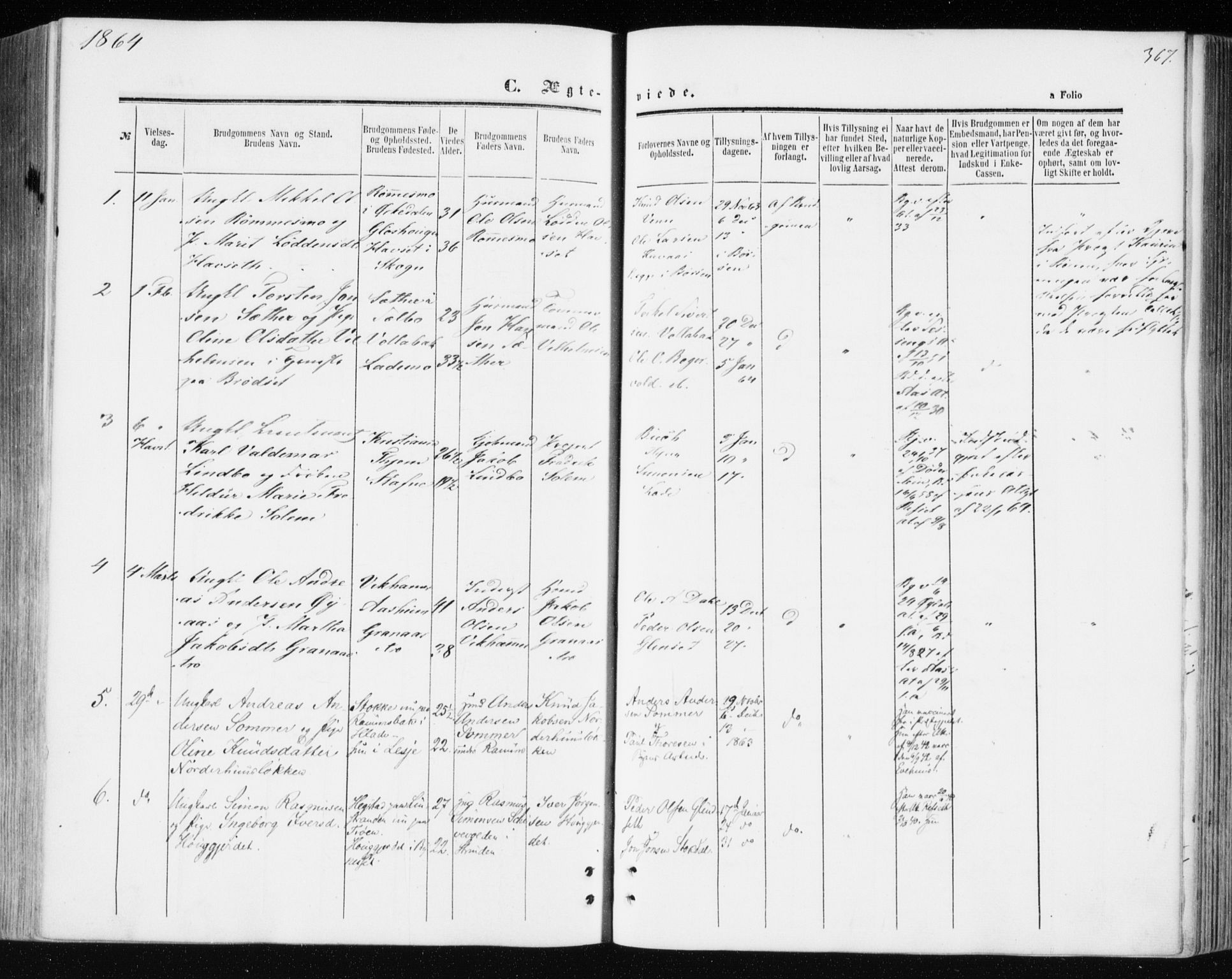 Ministerialprotokoller, klokkerbøker og fødselsregistre - Sør-Trøndelag, SAT/A-1456/606/L0292: Parish register (official) no. 606A07, 1856-1865, p. 367