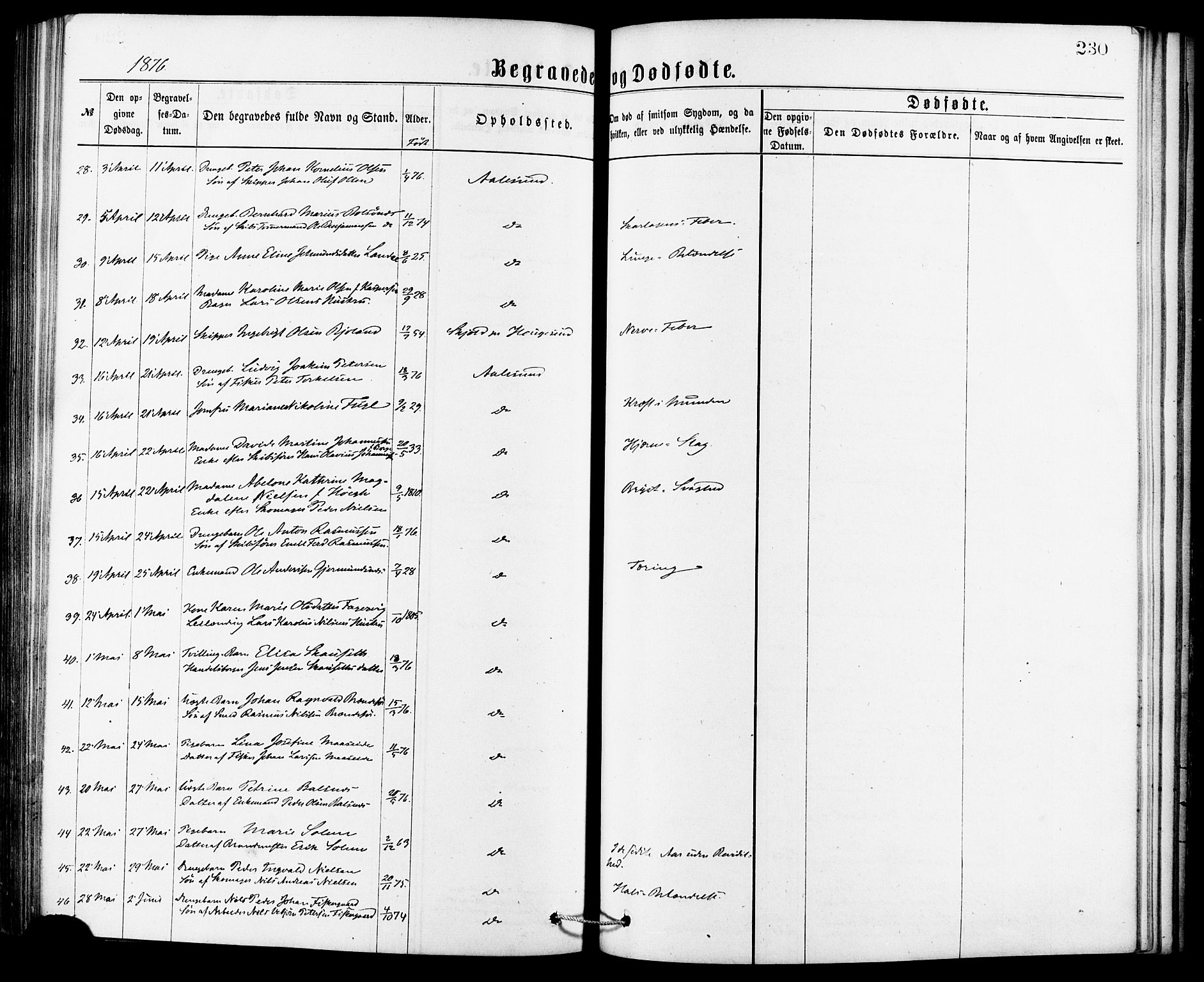 Ministerialprotokoller, klokkerbøker og fødselsregistre - Møre og Romsdal, AV/SAT-A-1454/529/L0453: Parish register (official) no. 529A03, 1872-1877, p. 230