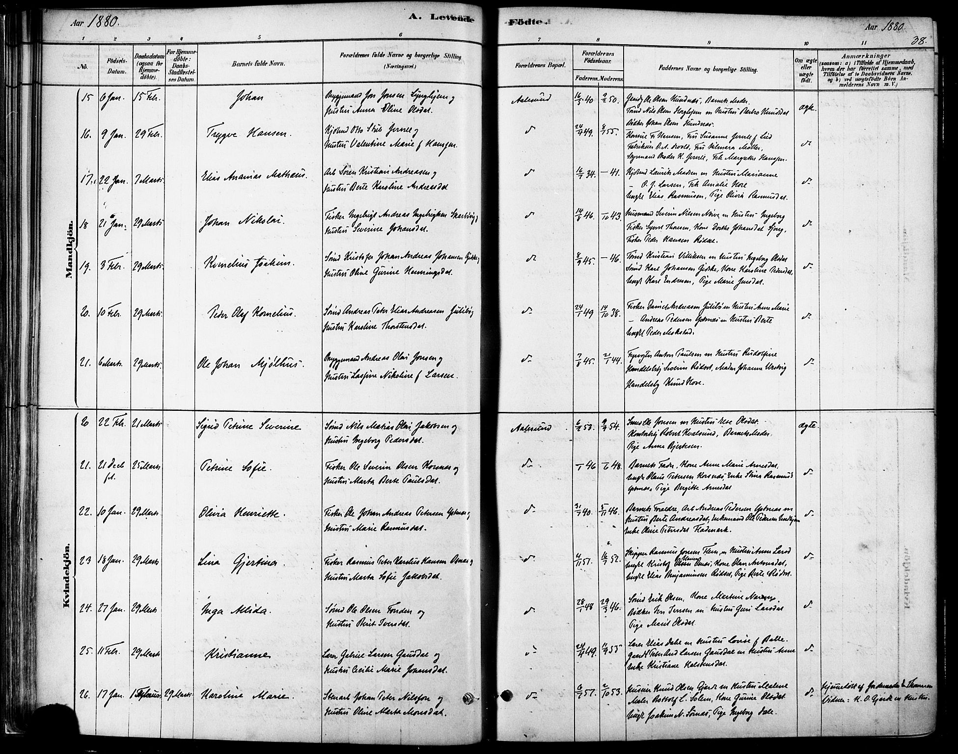 Ministerialprotokoller, klokkerbøker og fødselsregistre - Møre og Romsdal, AV/SAT-A-1454/529/L0454: Parish register (official) no. 529A04, 1878-1885, p. 38