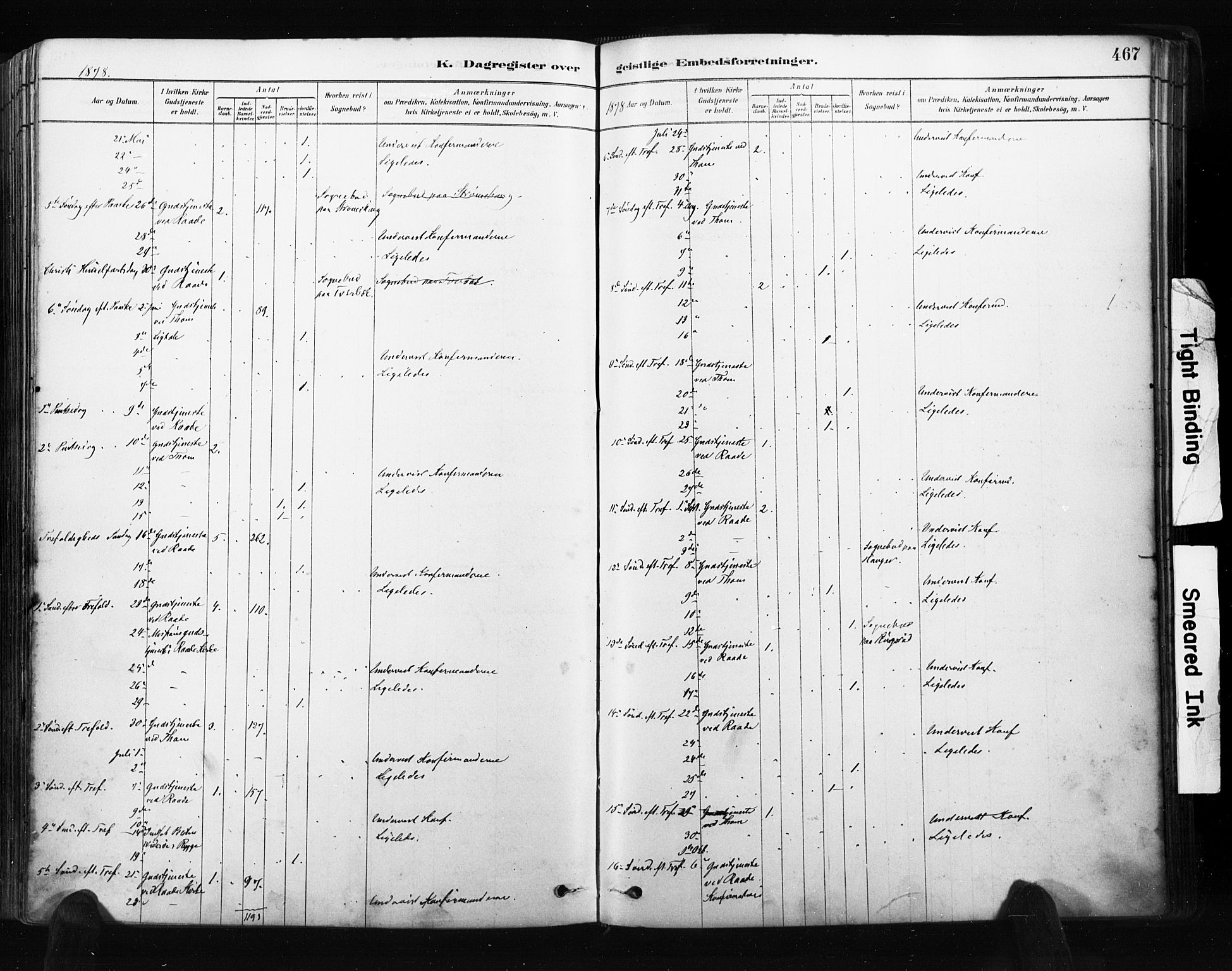 Råde prestekontor kirkebøker, AV/SAO-A-2009/F/Fa/L0007: Parish register (official) no. 7, 1878-1902, p. 467