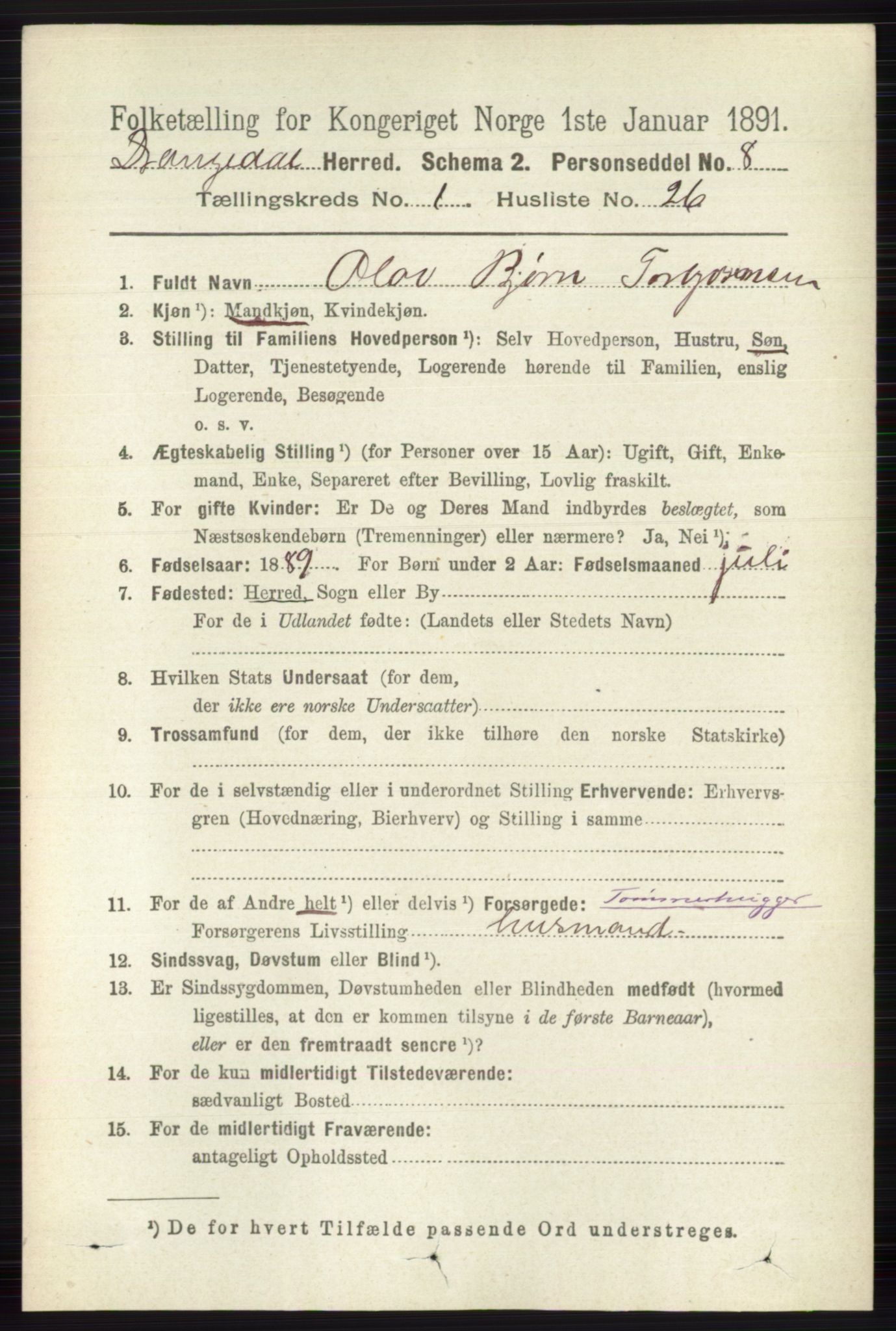 RA, 1891 census for 0817 Drangedal, 1891, p. 236