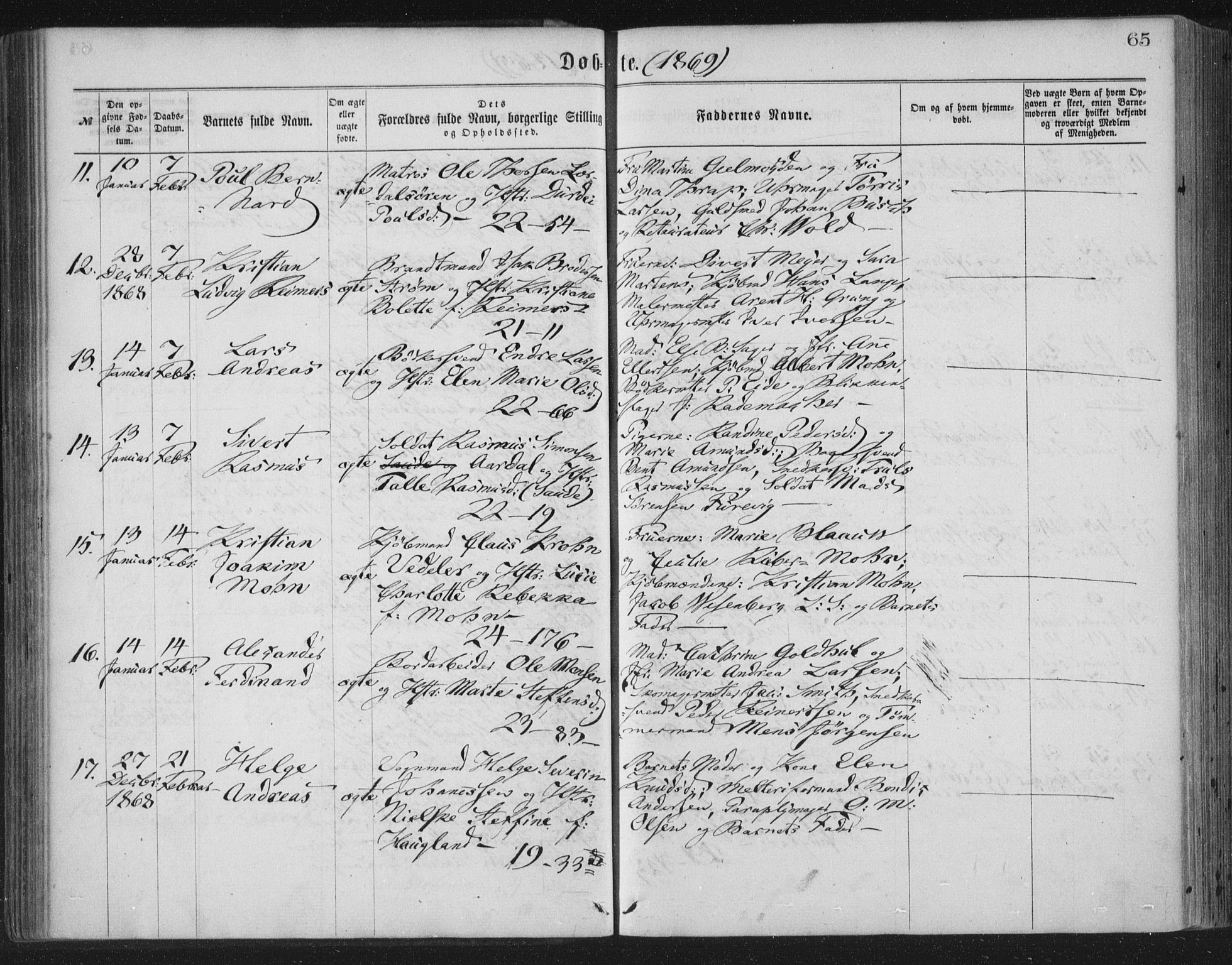 Korskirken sokneprestembete, SAB/A-76101/H/Haa/L0019: Parish register (official) no. B 5, 1866-1871, p. 65