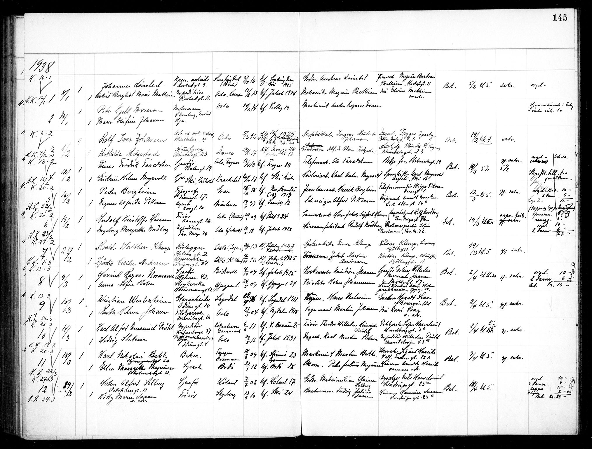 Jakob prestekontor Kirkebøker, SAO/A-10850/H/Ha/L0001: Banns register no. 1, 1917-1938, p. 145