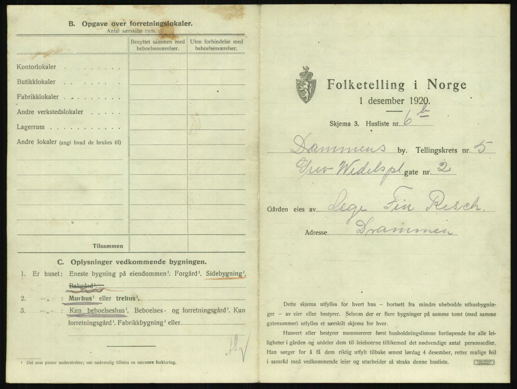 SAKO, 1920 census for Drammen, 1920, p. 2102