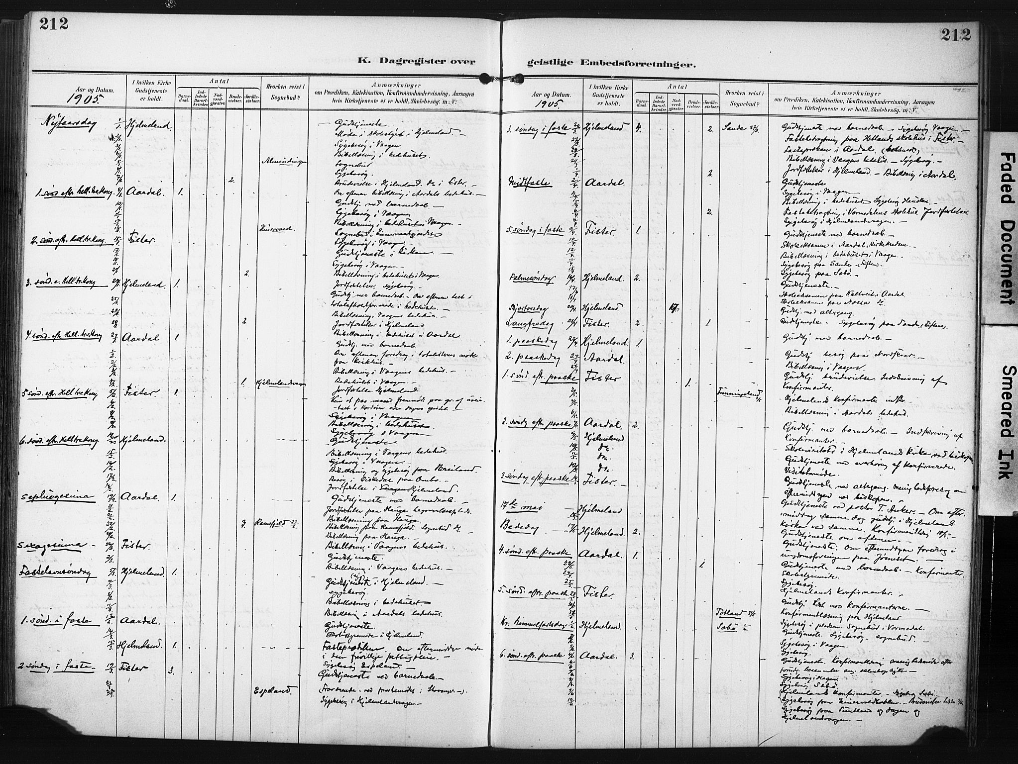 Hjelmeland sokneprestkontor, SAST/A-101843/02/A/L0002: Parish register (official) no. A 17, 1901-1916, p. 212
