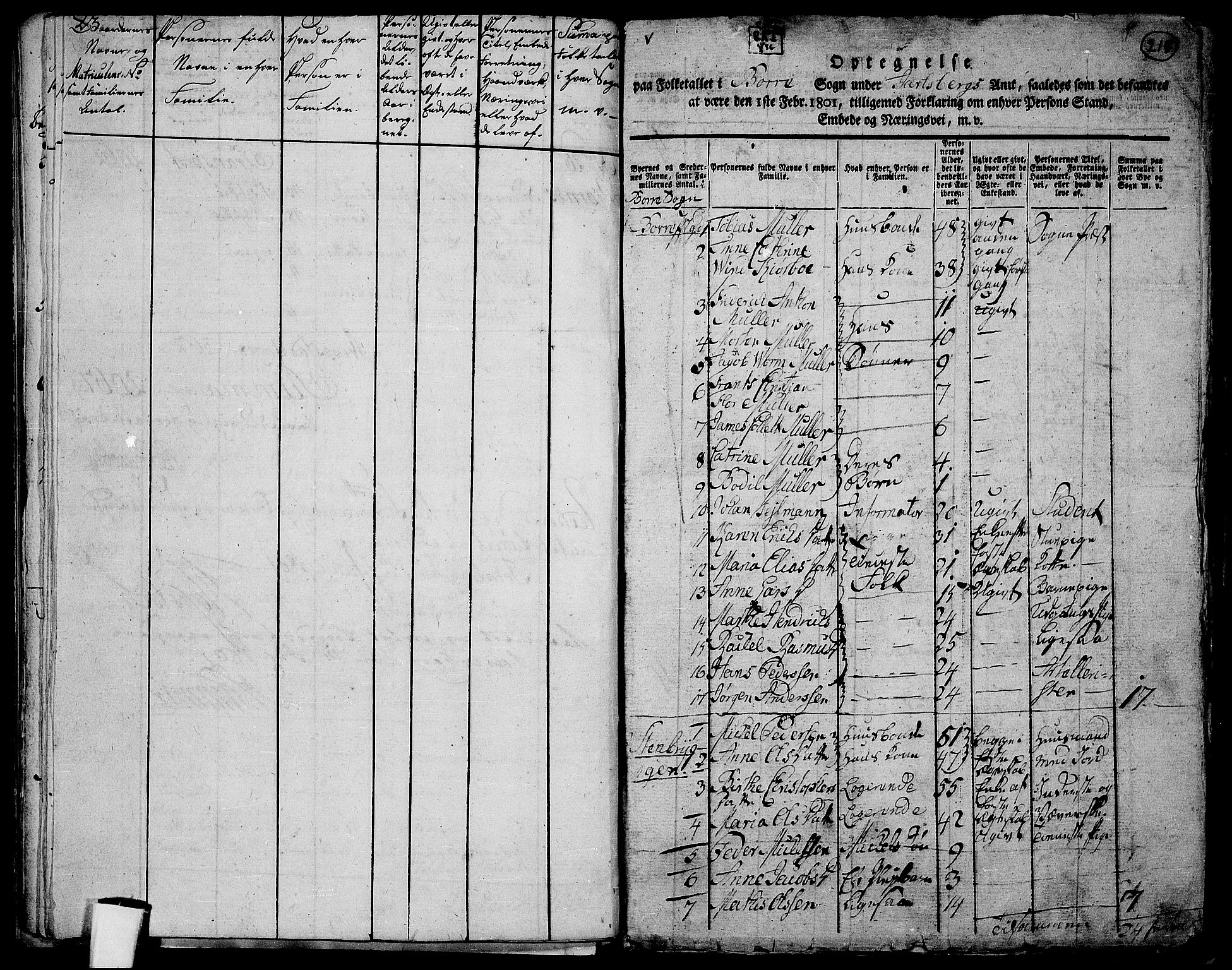 RA, 1801 census for 0717P Borre, 1801, p. 214b-215a
