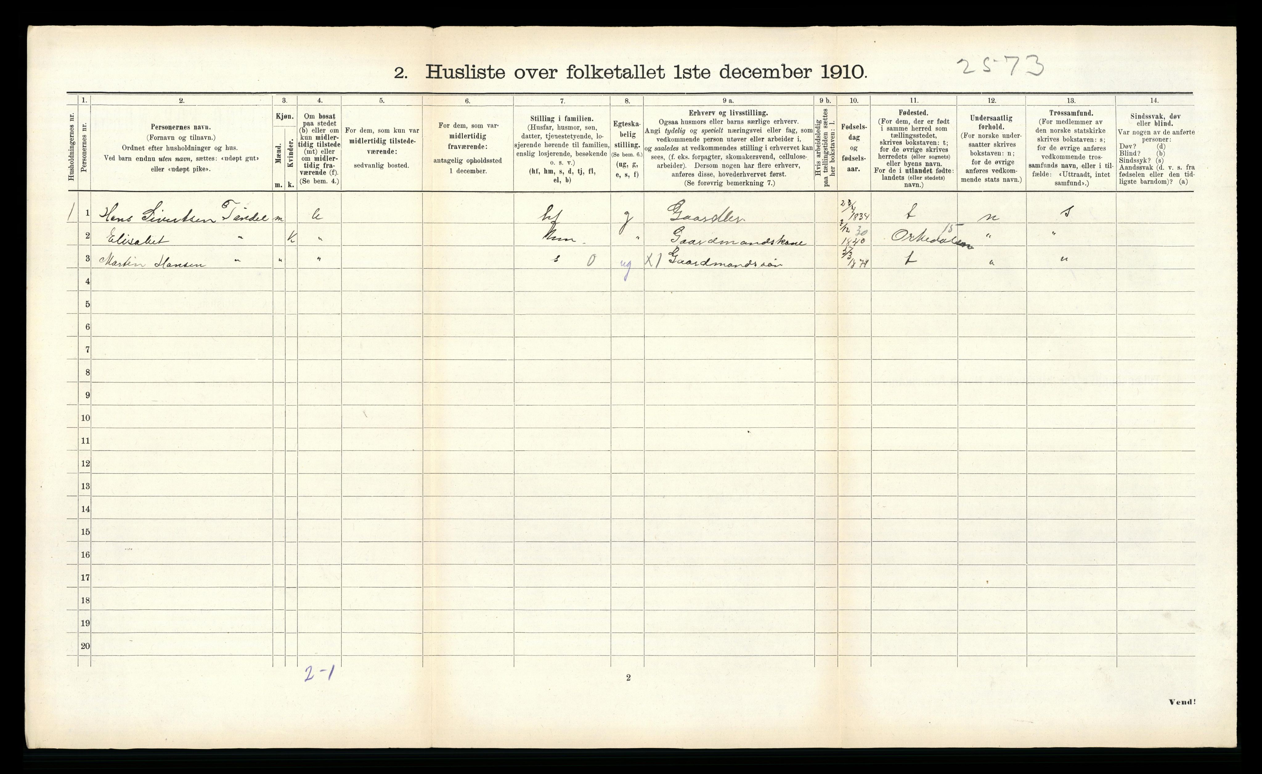 RA, 1910 census for Lensvik, 1910, p. 46