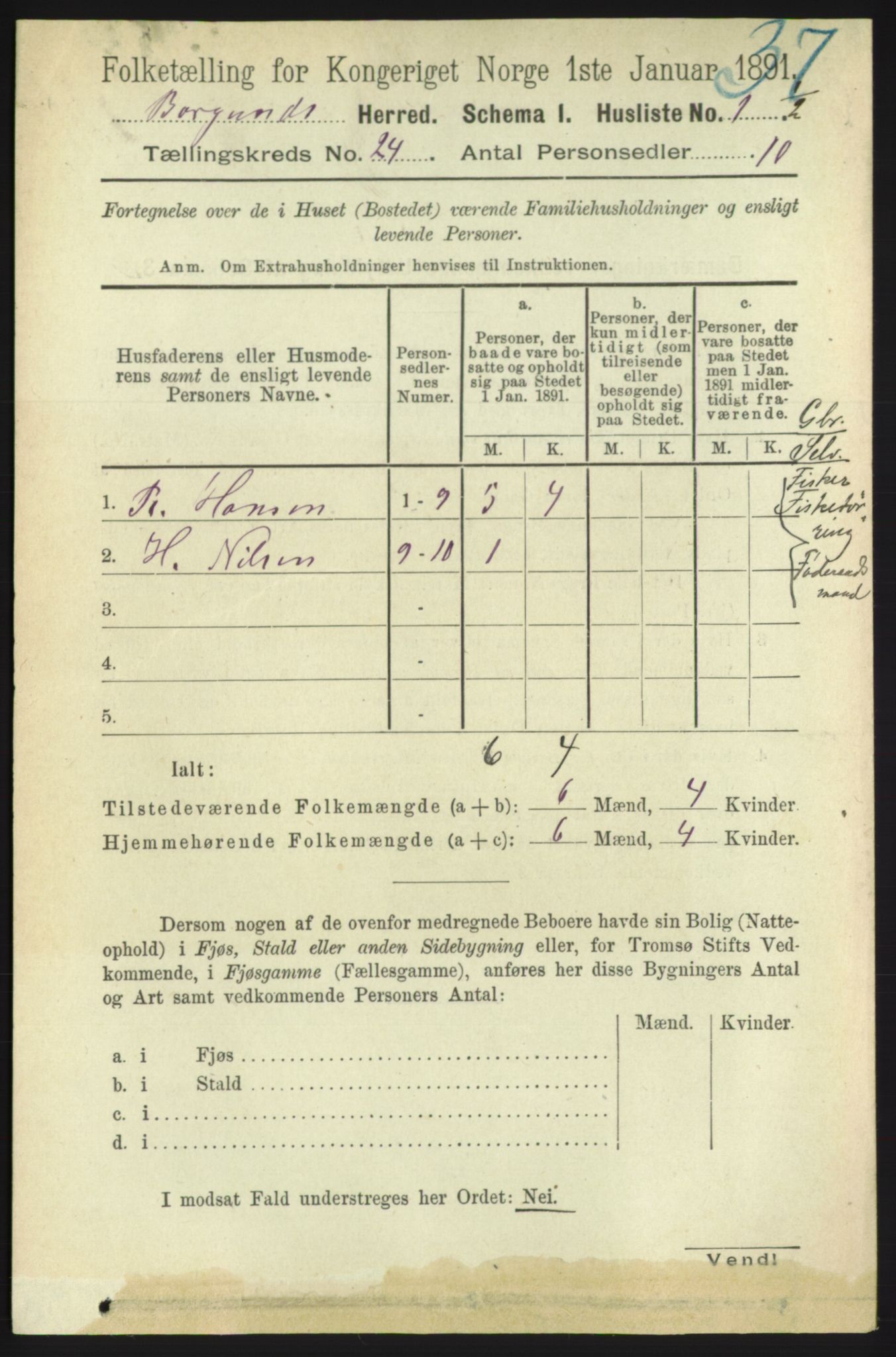 RA, 1891 census for 1531 Borgund, 1891, p. 7088