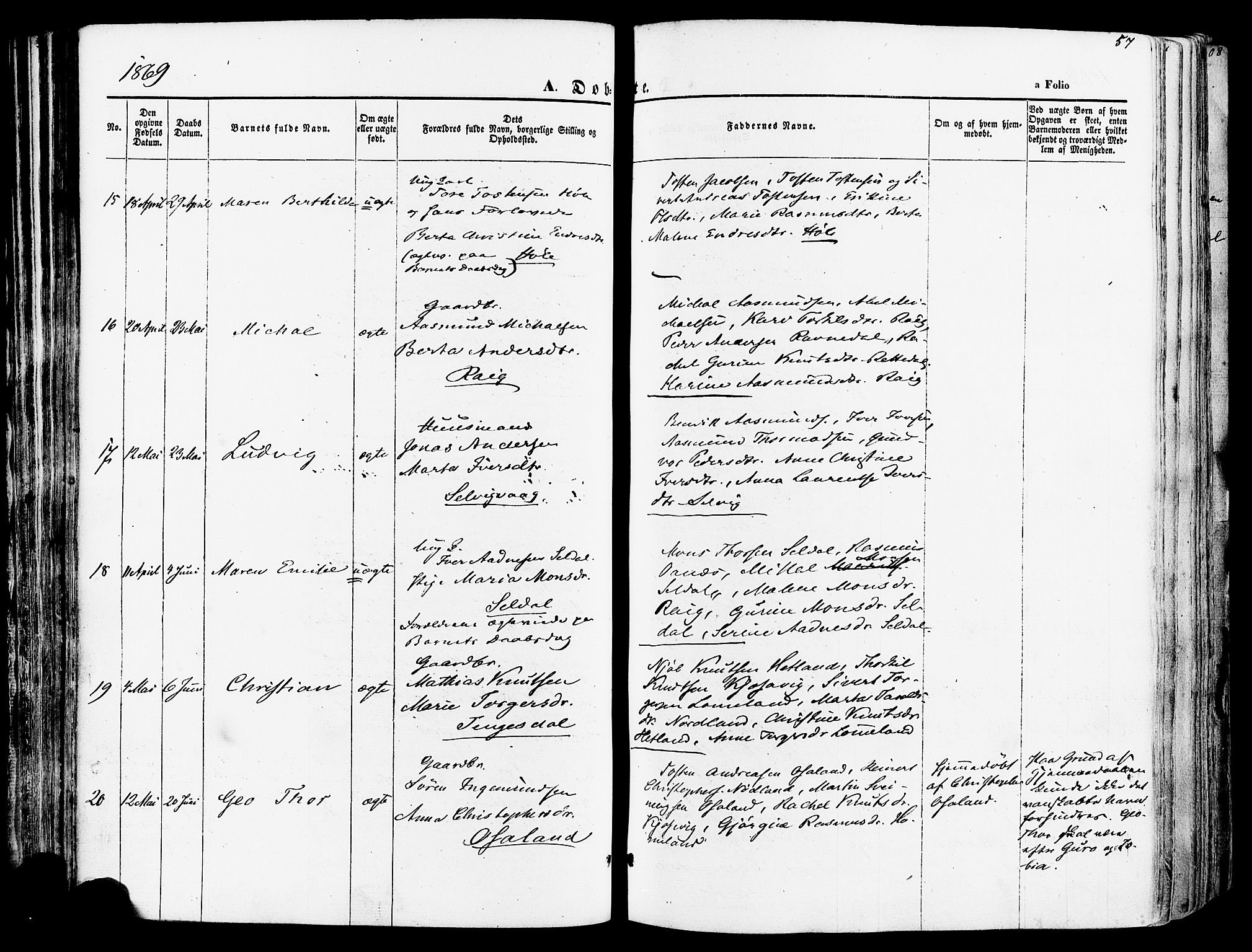 Høgsfjord sokneprestkontor, AV/SAST-A-101624/H/Ha/Haa/L0002: Parish register (official) no. A 2, 1855-1885, p. 57