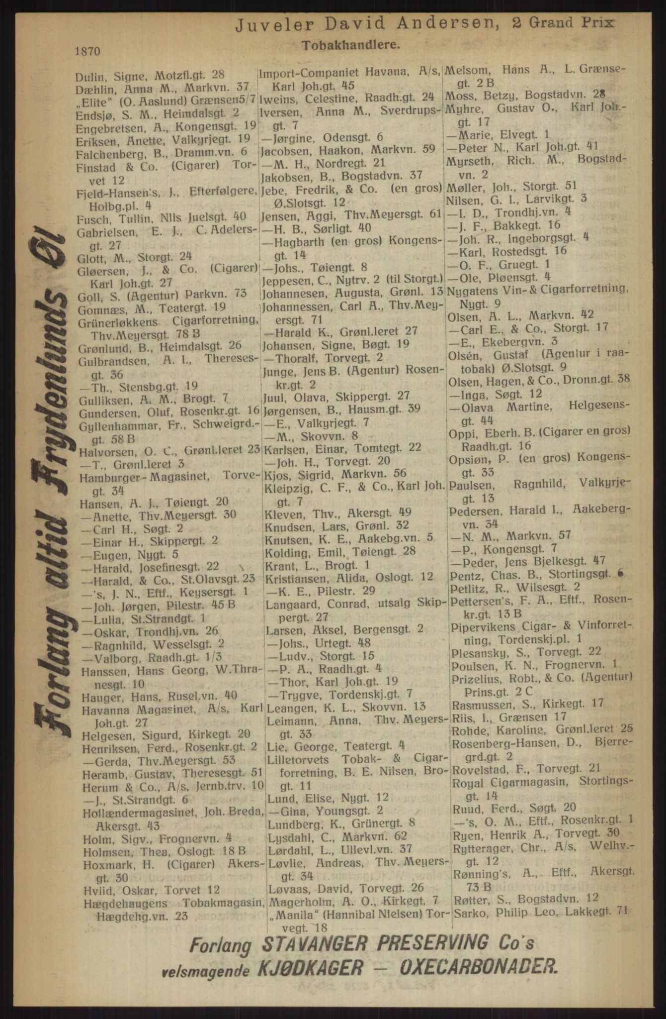 Kristiania/Oslo adressebok, PUBL/-, 1914, p. 1870