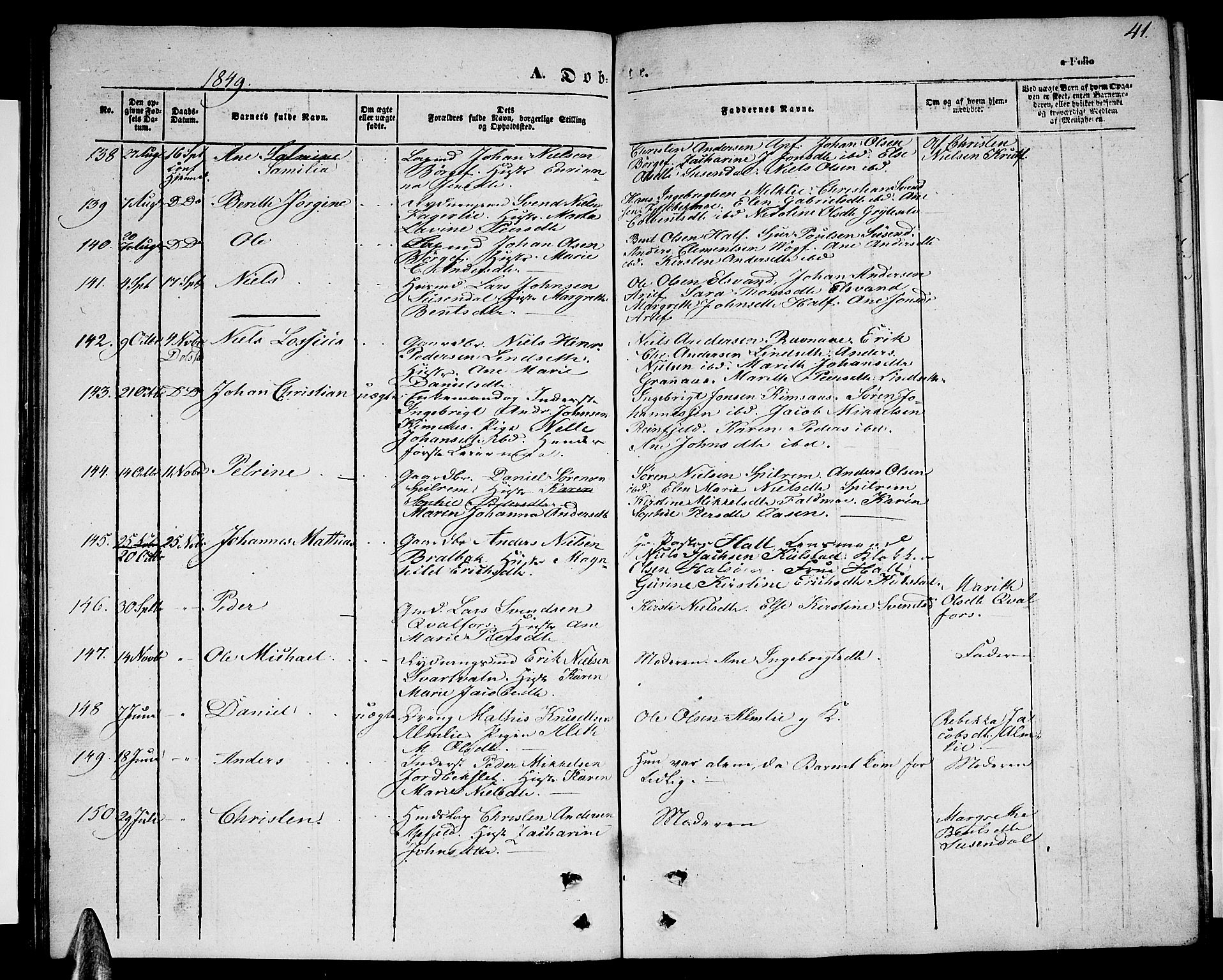 Ministerialprotokoller, klokkerbøker og fødselsregistre - Nordland, SAT/A-1459/820/L0300: Parish register (copy) no. 820C02, 1846-1850, p. 41