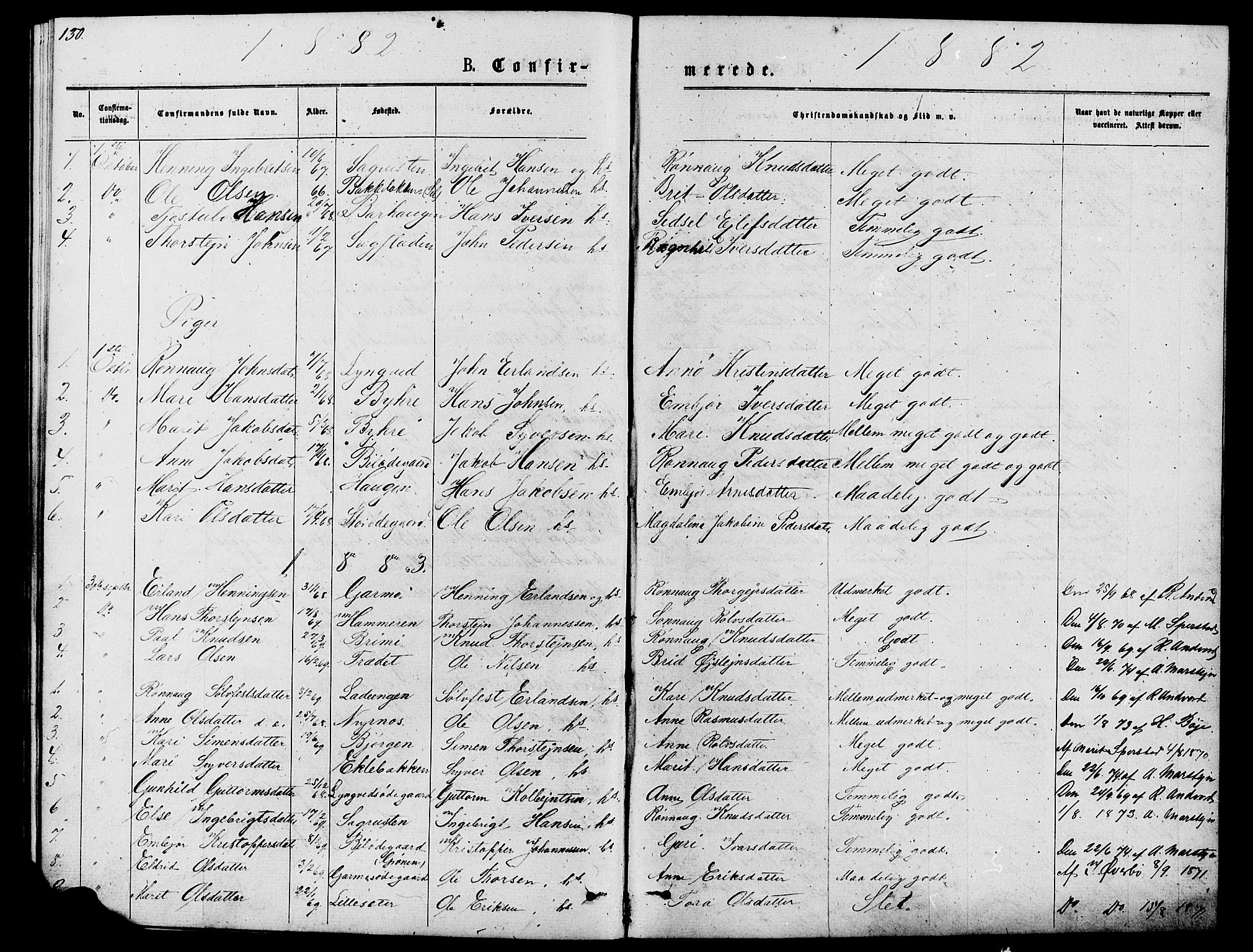 Lom prestekontor, SAH/PREST-070/L/L0005: Parish register (copy) no. 5, 1876-1901, p. 130-131