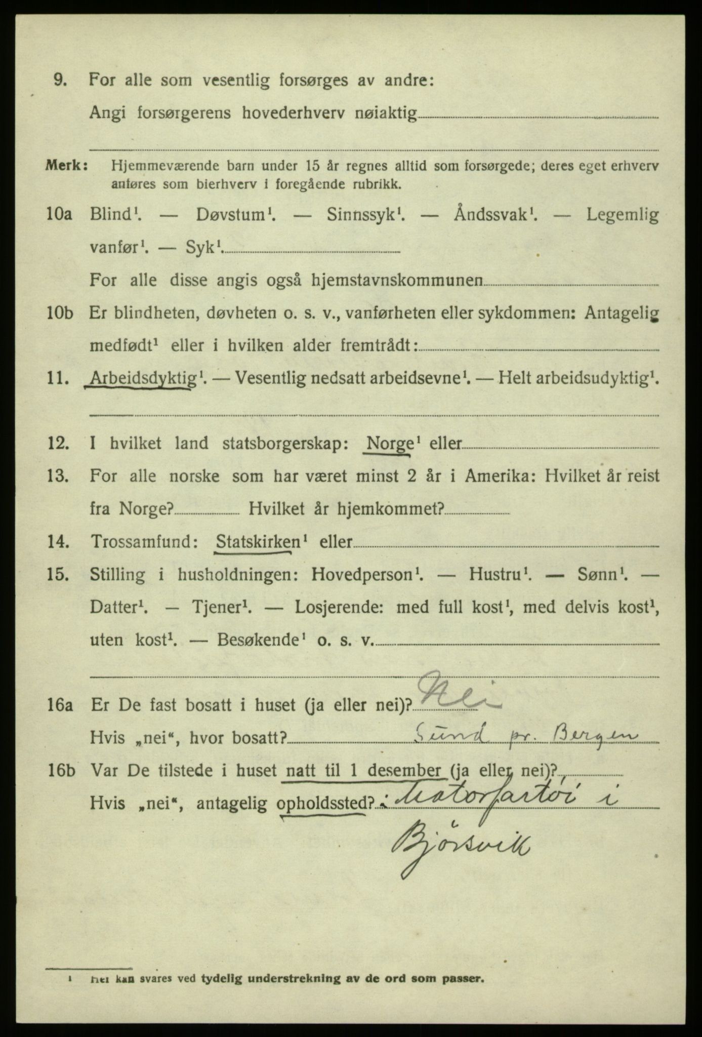 SAB, 1920 census for Hosanger, 1920, p. 5814