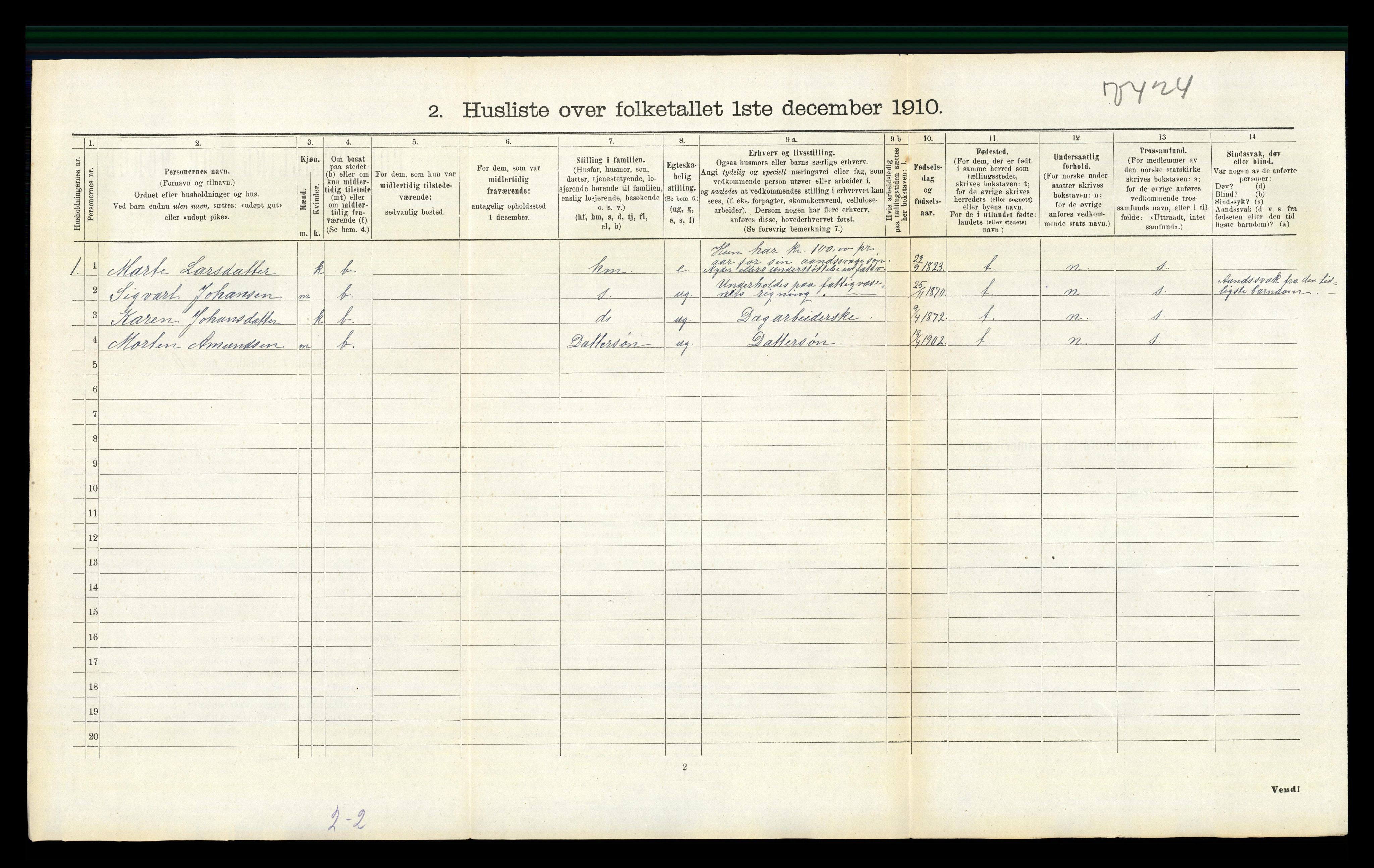 RA, 1910 census for Sør-Odal, 1910, p. 1279