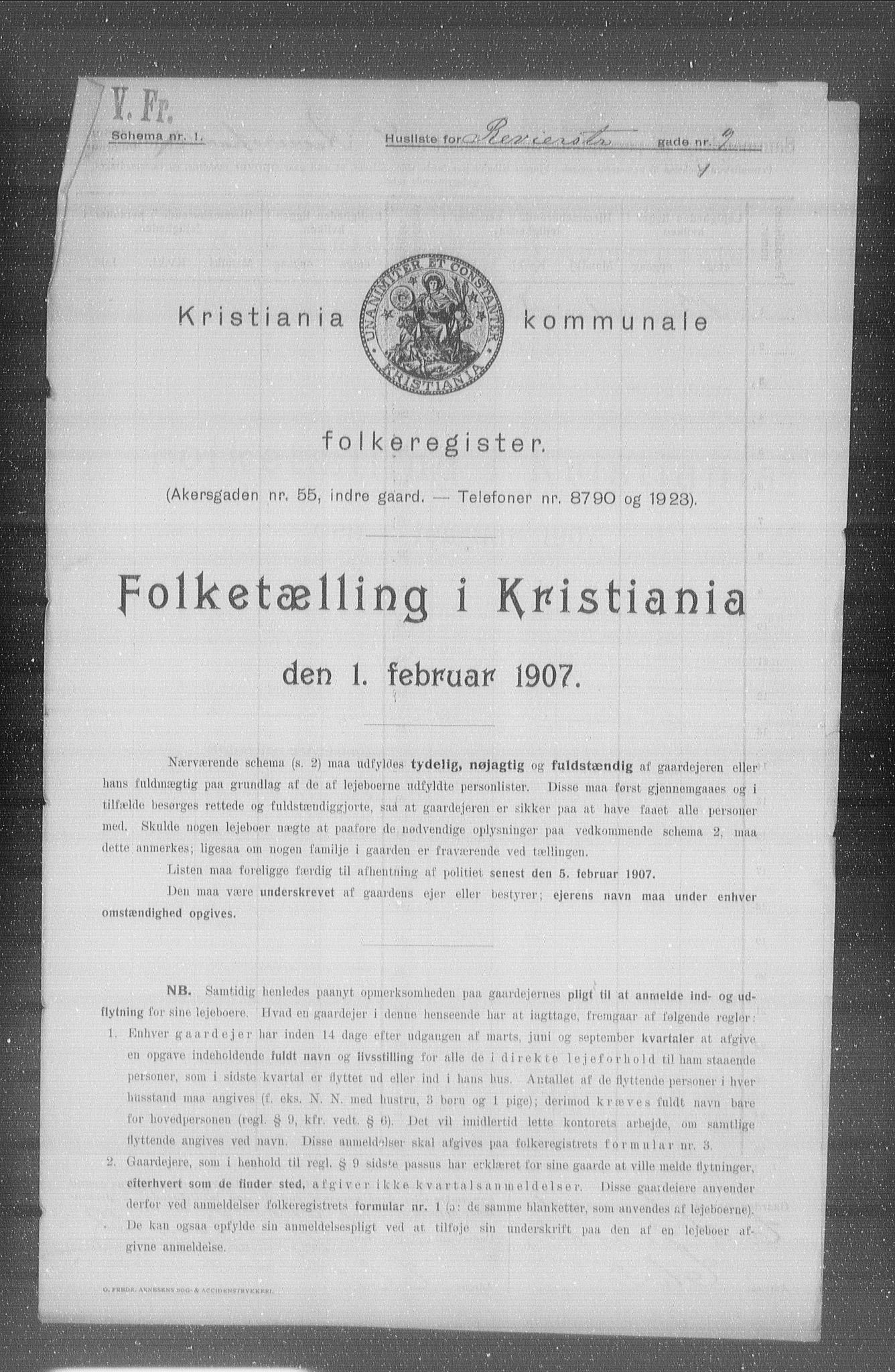 OBA, Municipal Census 1907 for Kristiania, 1907, p. 42311