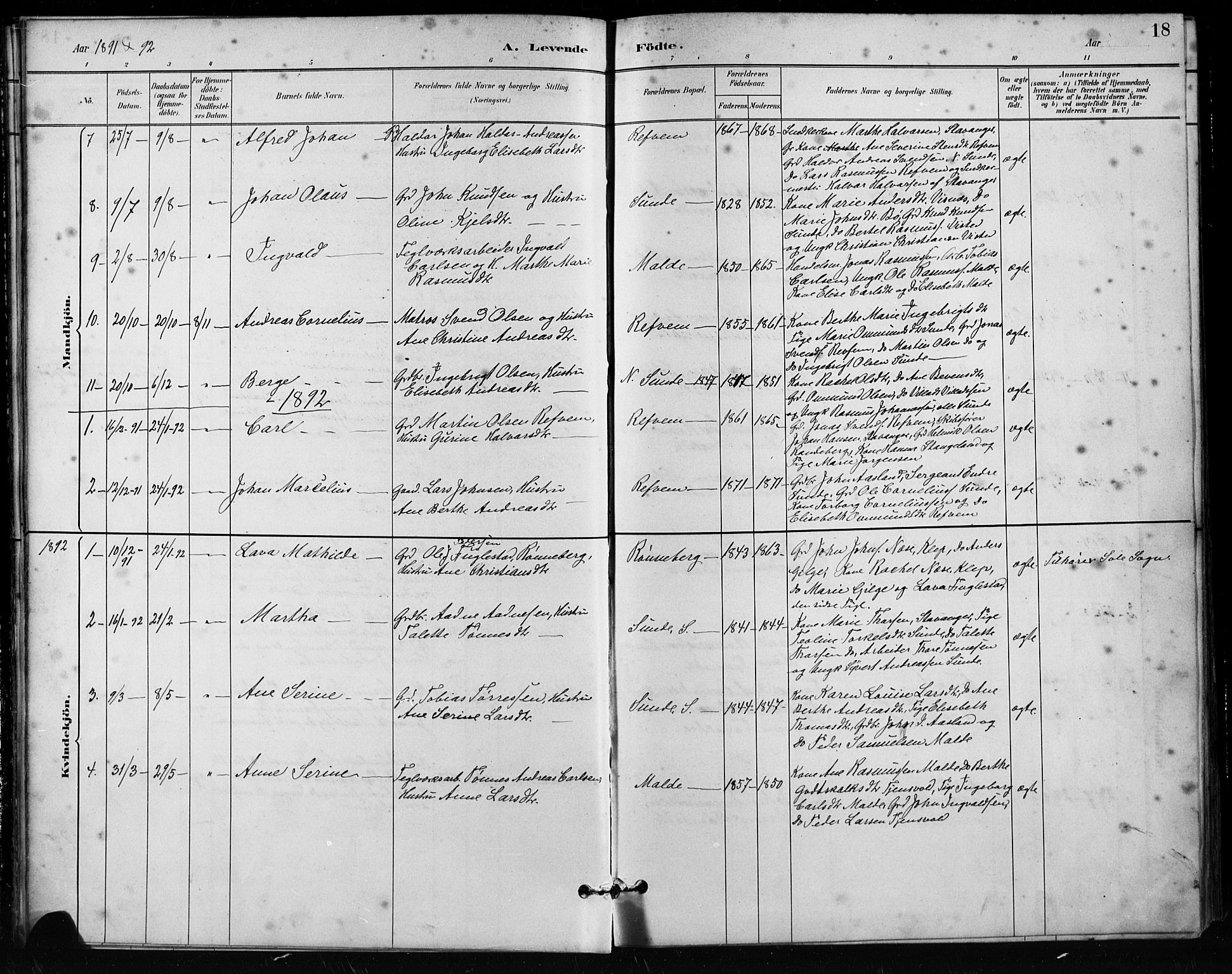 Håland sokneprestkontor, AV/SAST-A-101802/001/30BA/L0011: Parish register (official) no. A 10, 1883-1900, p. 18