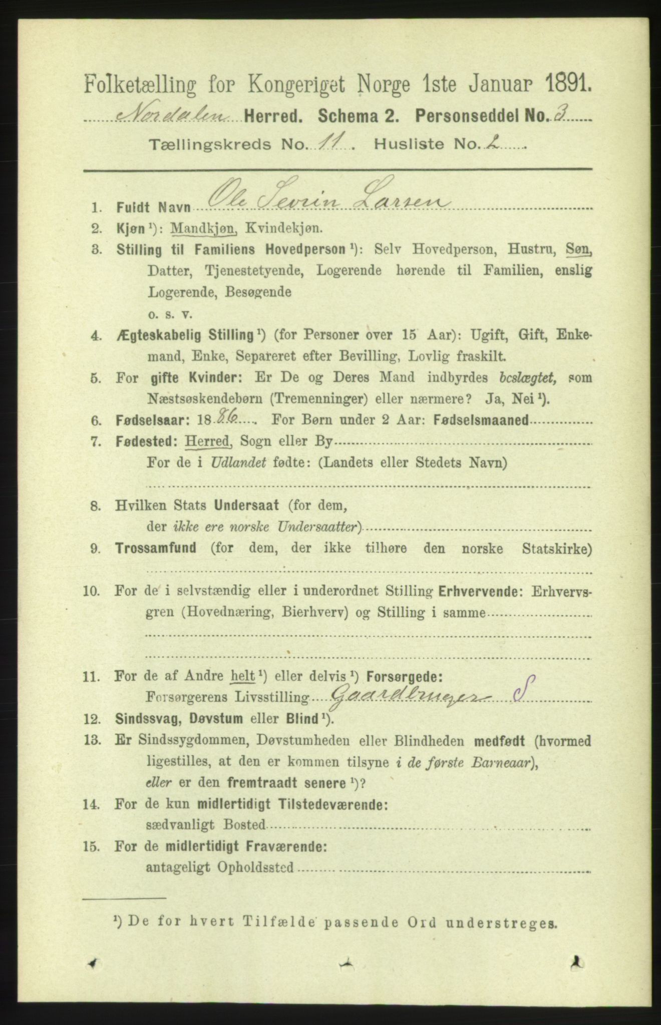 RA, 1891 census for 1524 Norddal, 1891, p. 2512