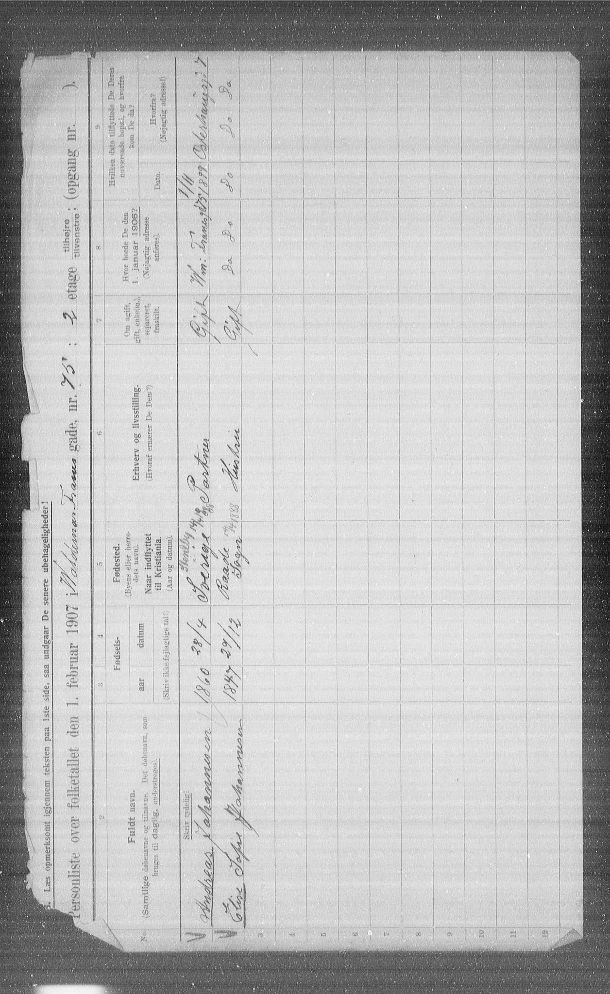 OBA, Municipal Census 1907 for Kristiania, 1907, p. 64736