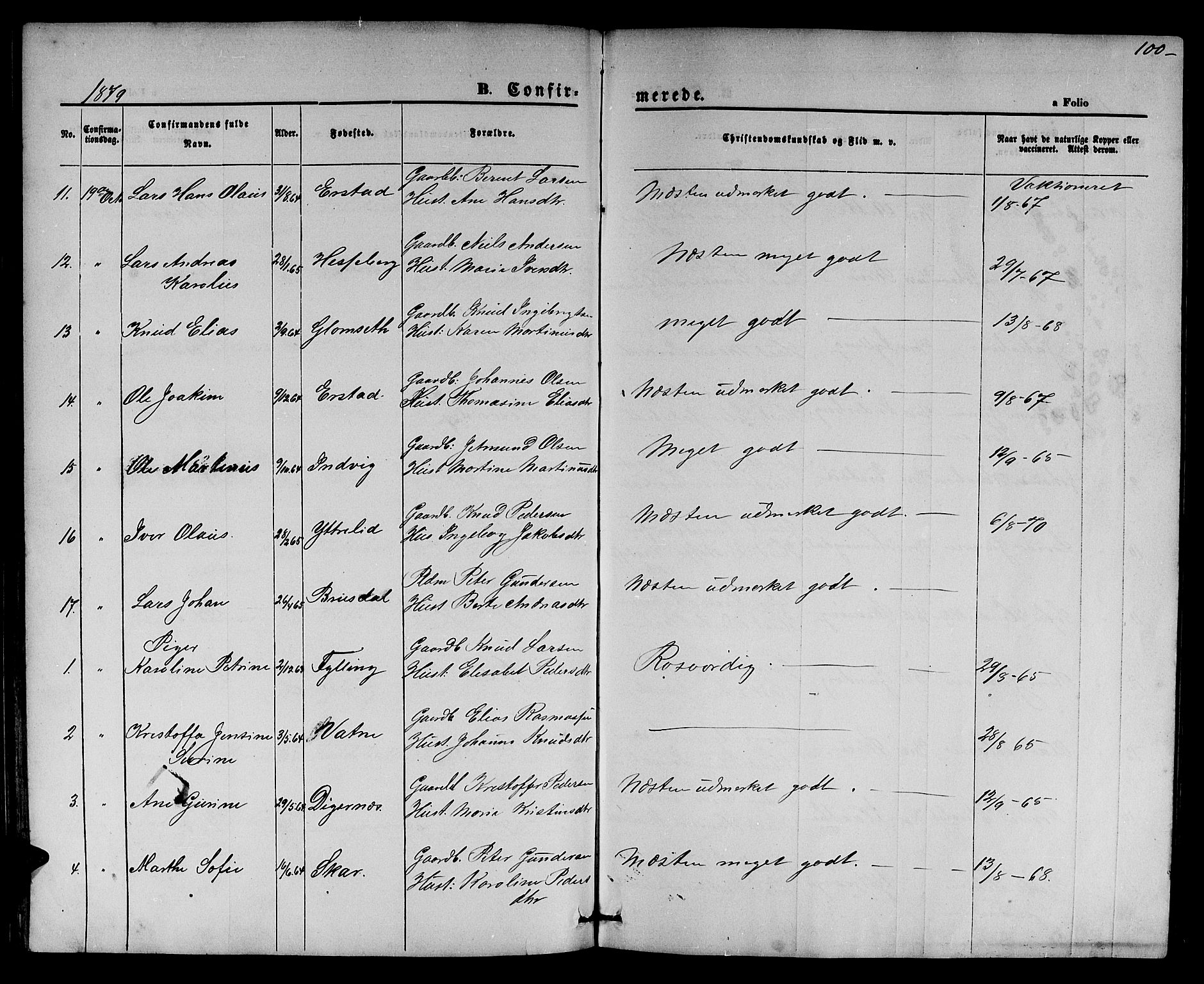 Ministerialprotokoller, klokkerbøker og fødselsregistre - Møre og Romsdal, AV/SAT-A-1454/524/L0364: Parish register (copy) no. 524C05, 1865-1879, p. 100