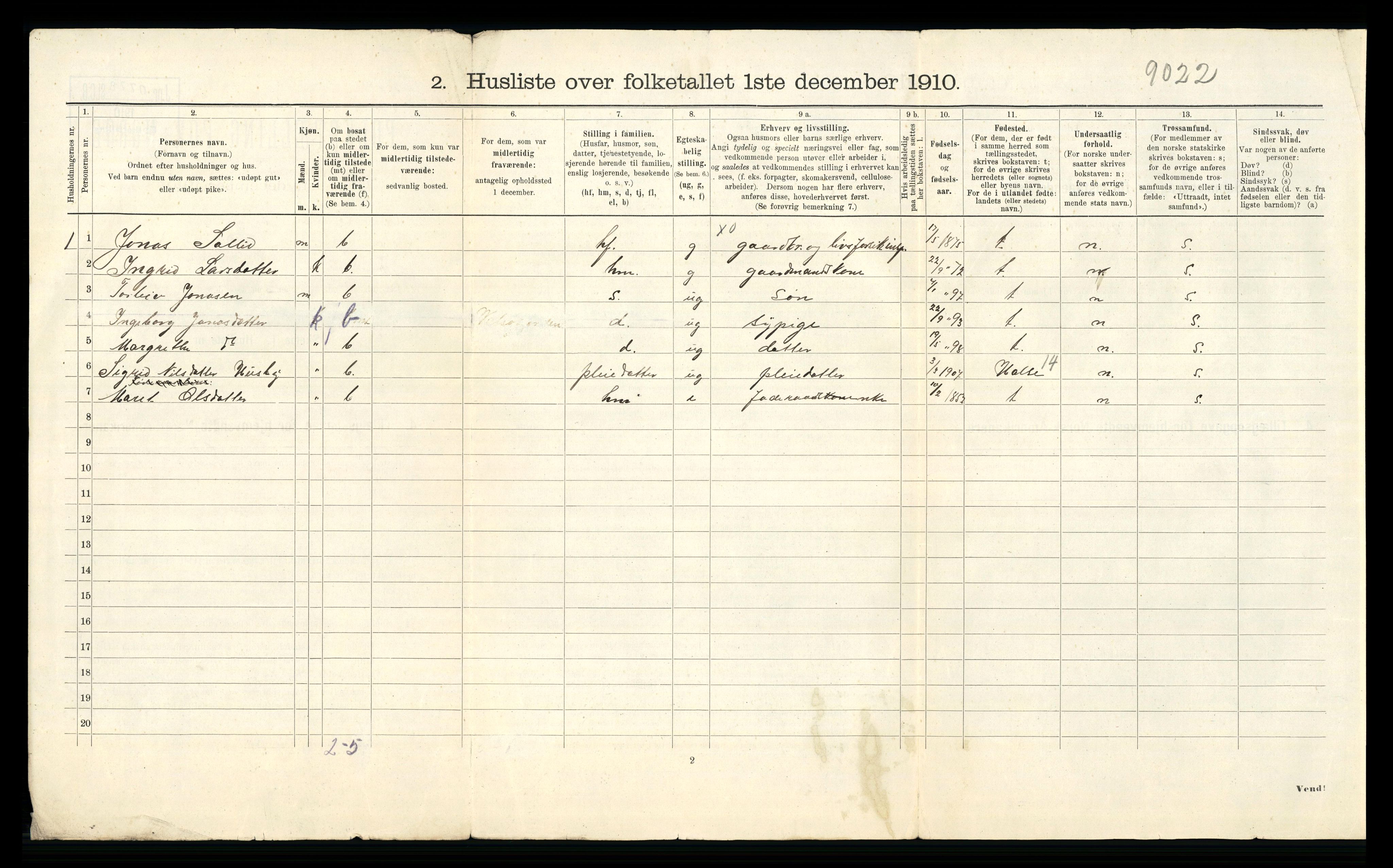 RA, 1910 census for Åsskard, 1910, p. 18