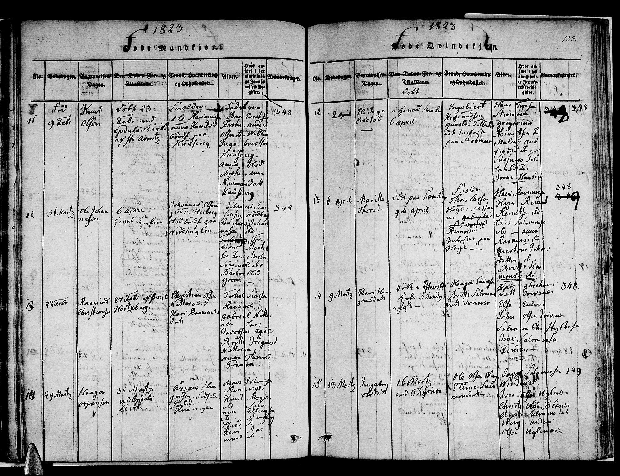 Stord sokneprestembete, AV/SAB-A-78201/H/Haa: Parish register (official) no. A 5, 1816-1825, p. 133