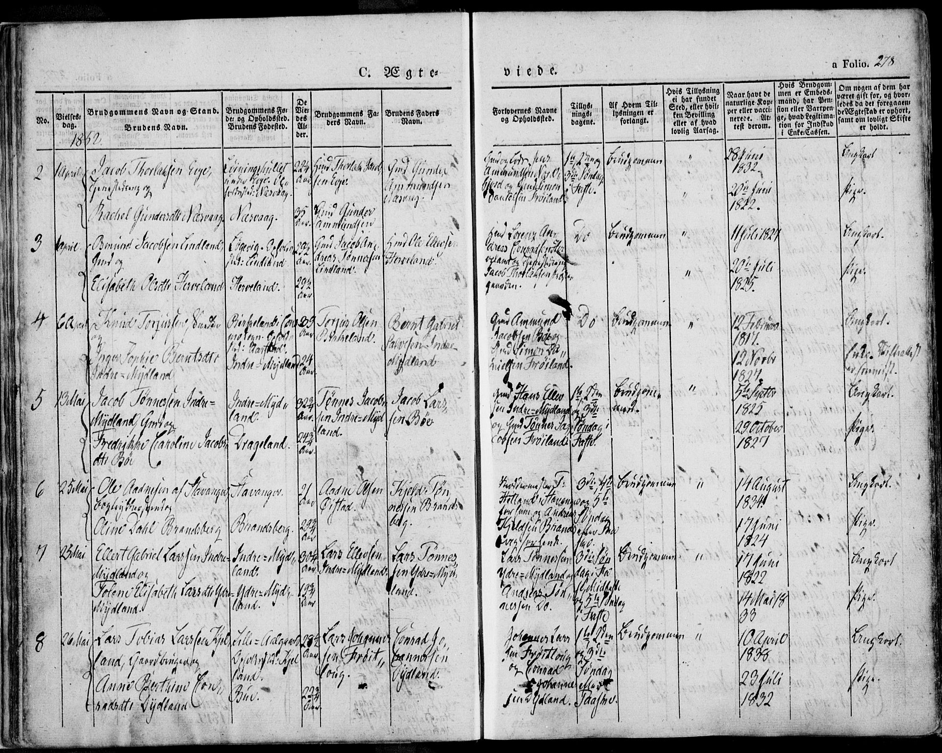 Sokndal sokneprestkontor, AV/SAST-A-101808: Parish register (official) no. A 8.2, 1842-1857, p. 278