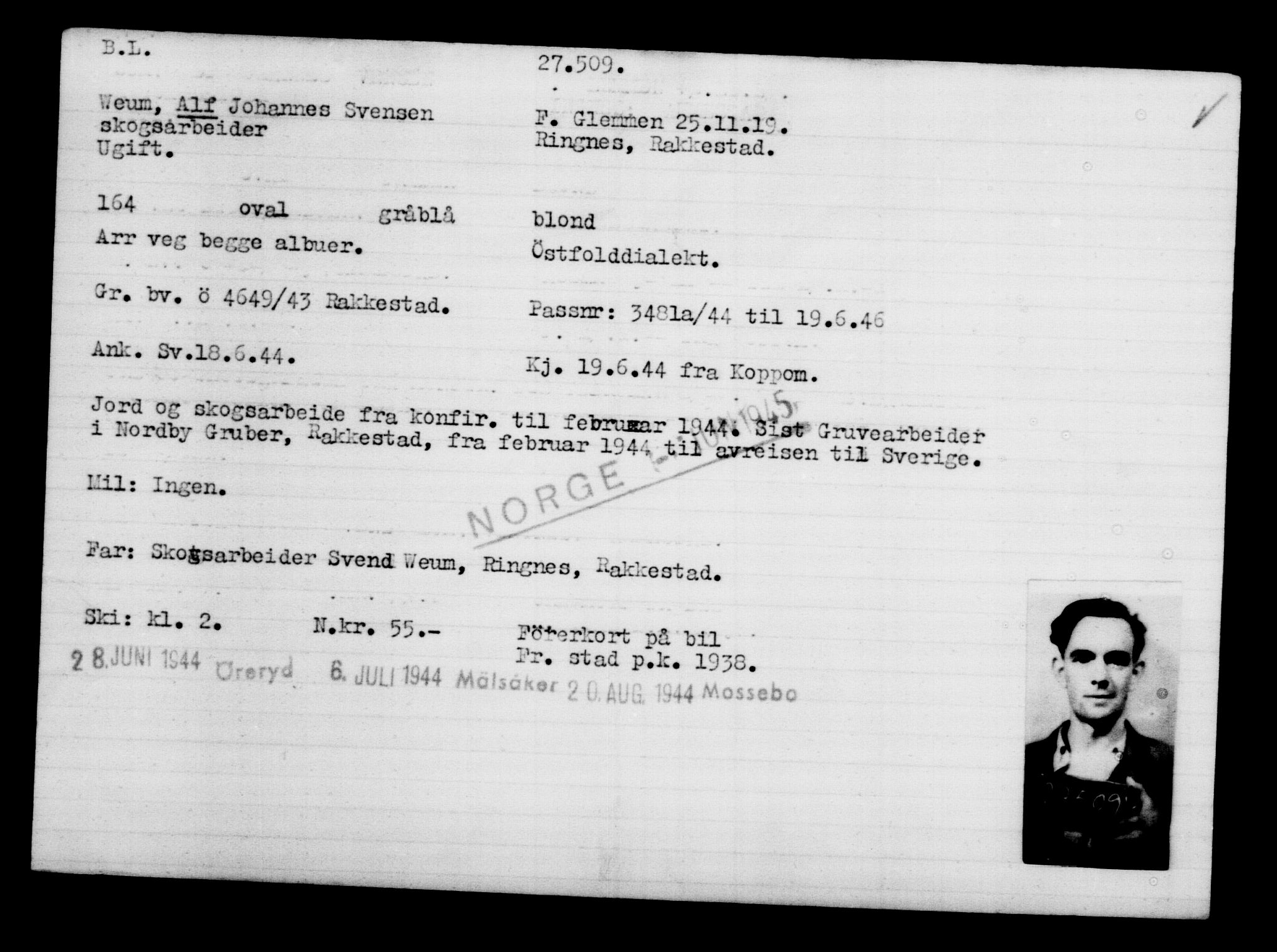 Den Kgl. Norske Legasjons Flyktningskontor, AV/RA-S-6753/V/Va/L0011: Kjesäterkartoteket.  Flyktningenr. 25300-28349, 1940-1945, p. 2343
