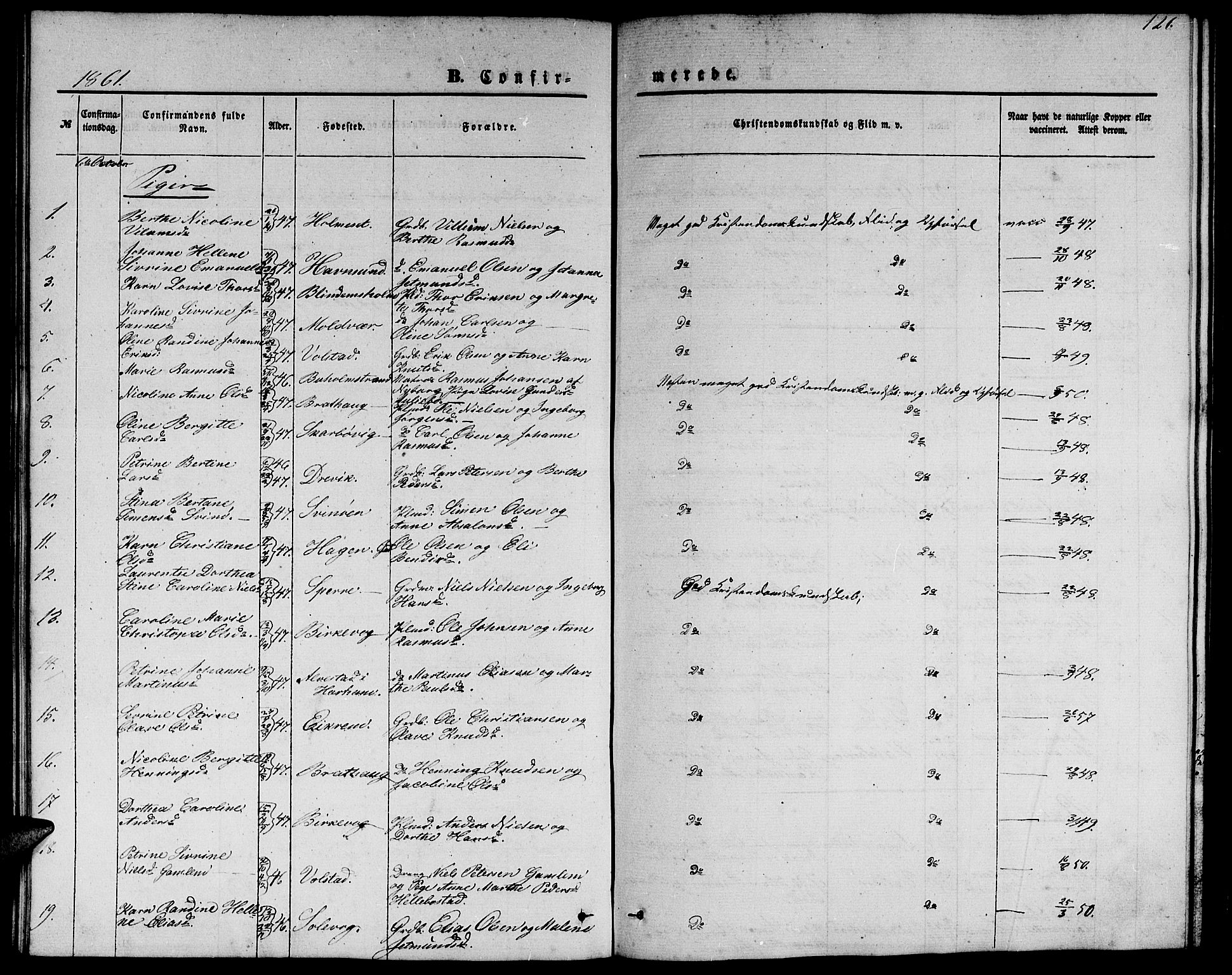 Ministerialprotokoller, klokkerbøker og fødselsregistre - Møre og Romsdal, AV/SAT-A-1454/528/L0427: Parish register (copy) no. 528C08, 1855-1864, p. 126