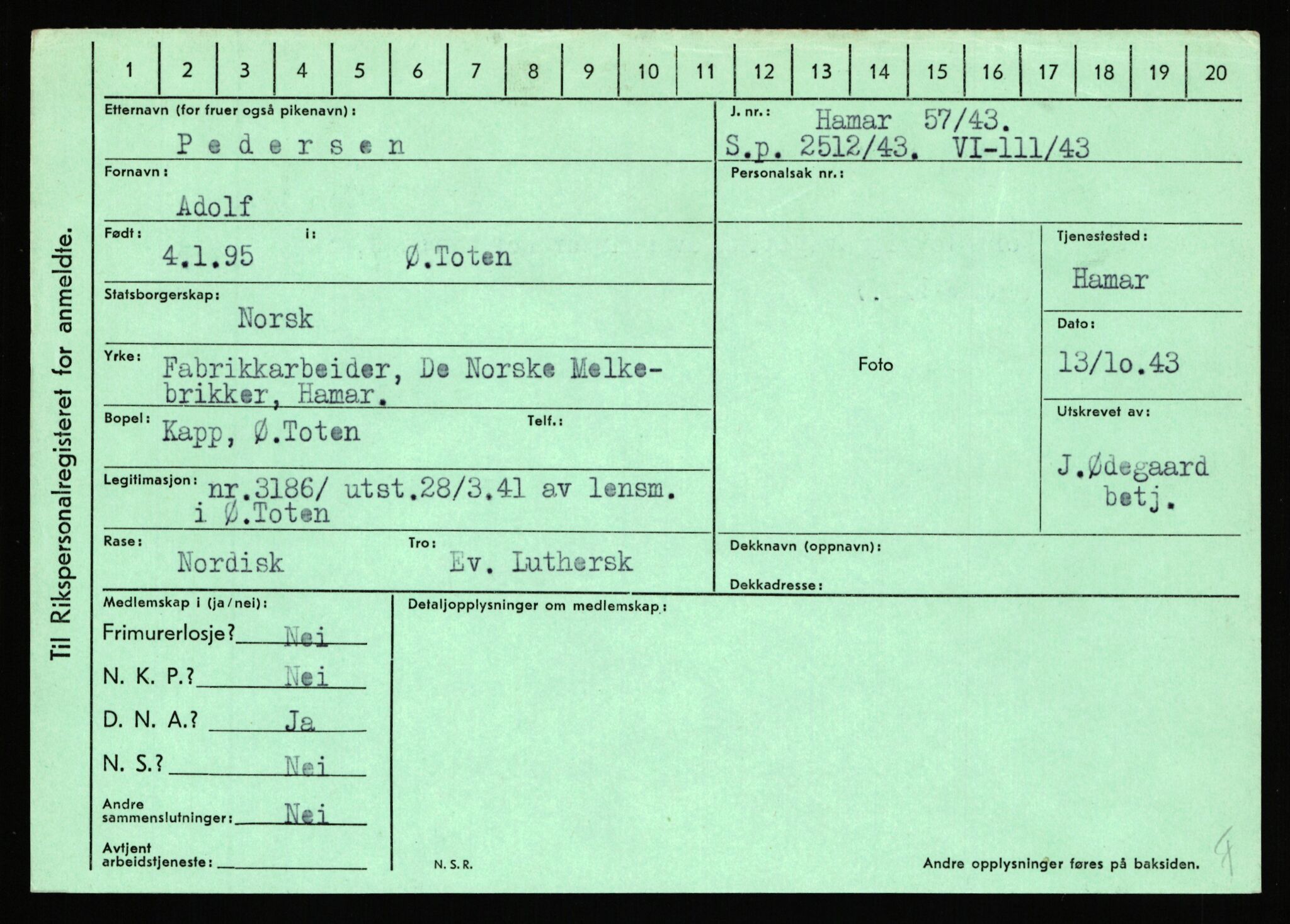 Statspolitiet - Hovedkontoret / Osloavdelingen, AV/RA-S-1329/C/Ca/L0012: Oanæs - Quistgaard	, 1943-1945, p. 3128