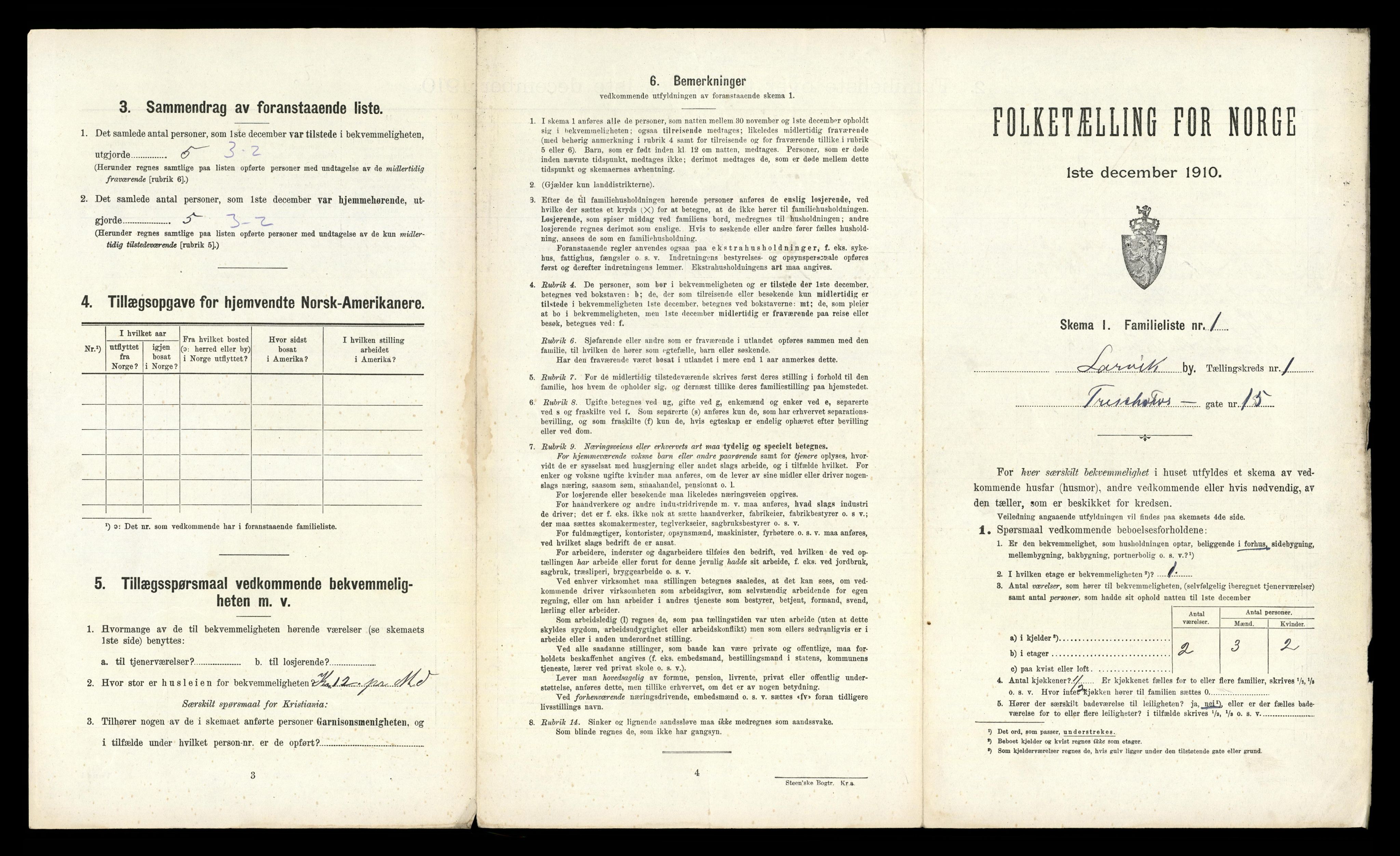 RA, 1910 census for Larvik, 1910, p. 489